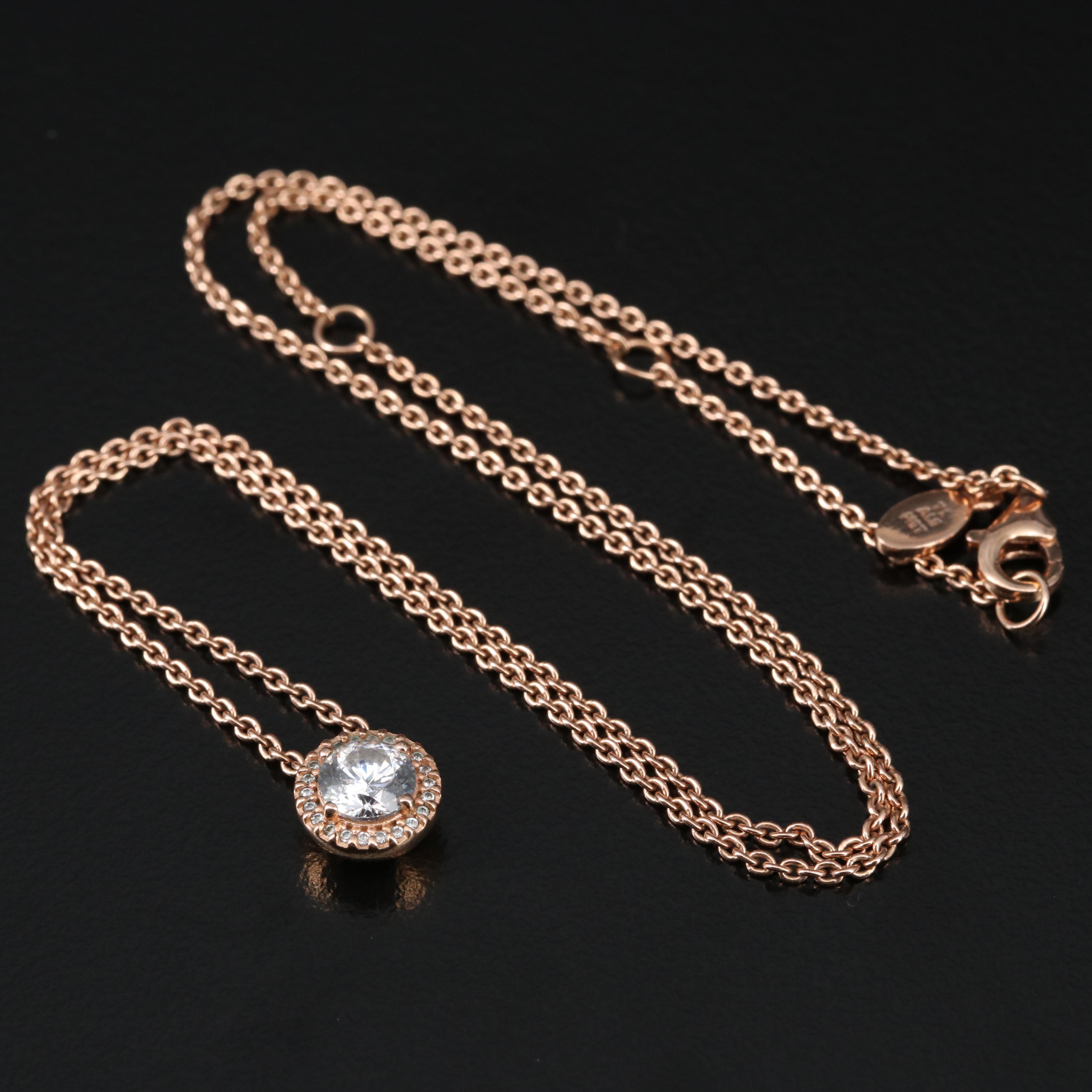 Pandora Sterling Cubic Zirconia Halo Pendant Necklace