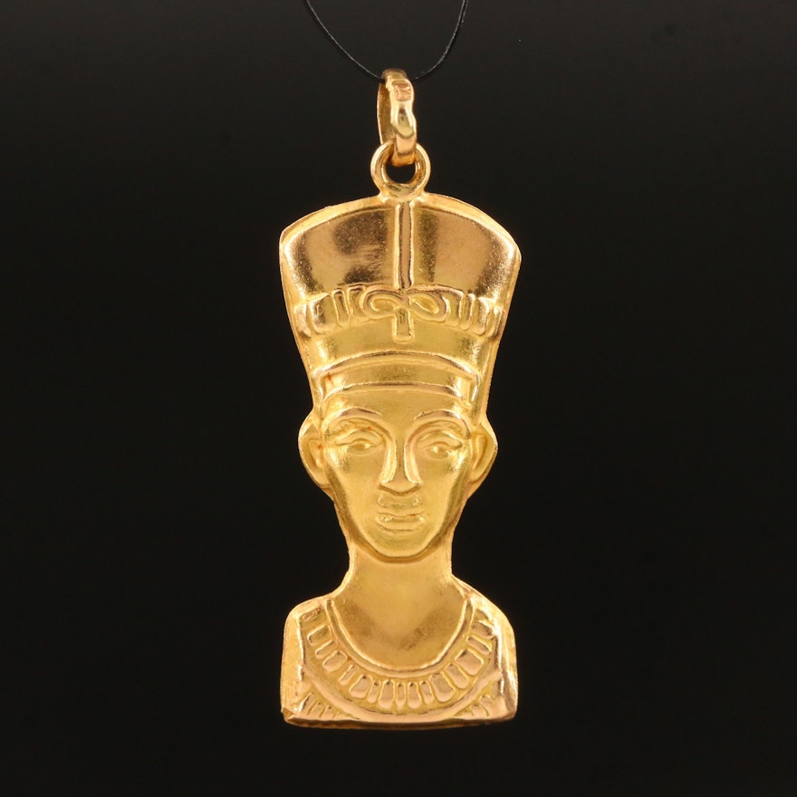 Egyptian 18K Queen Nefertiti Pendant