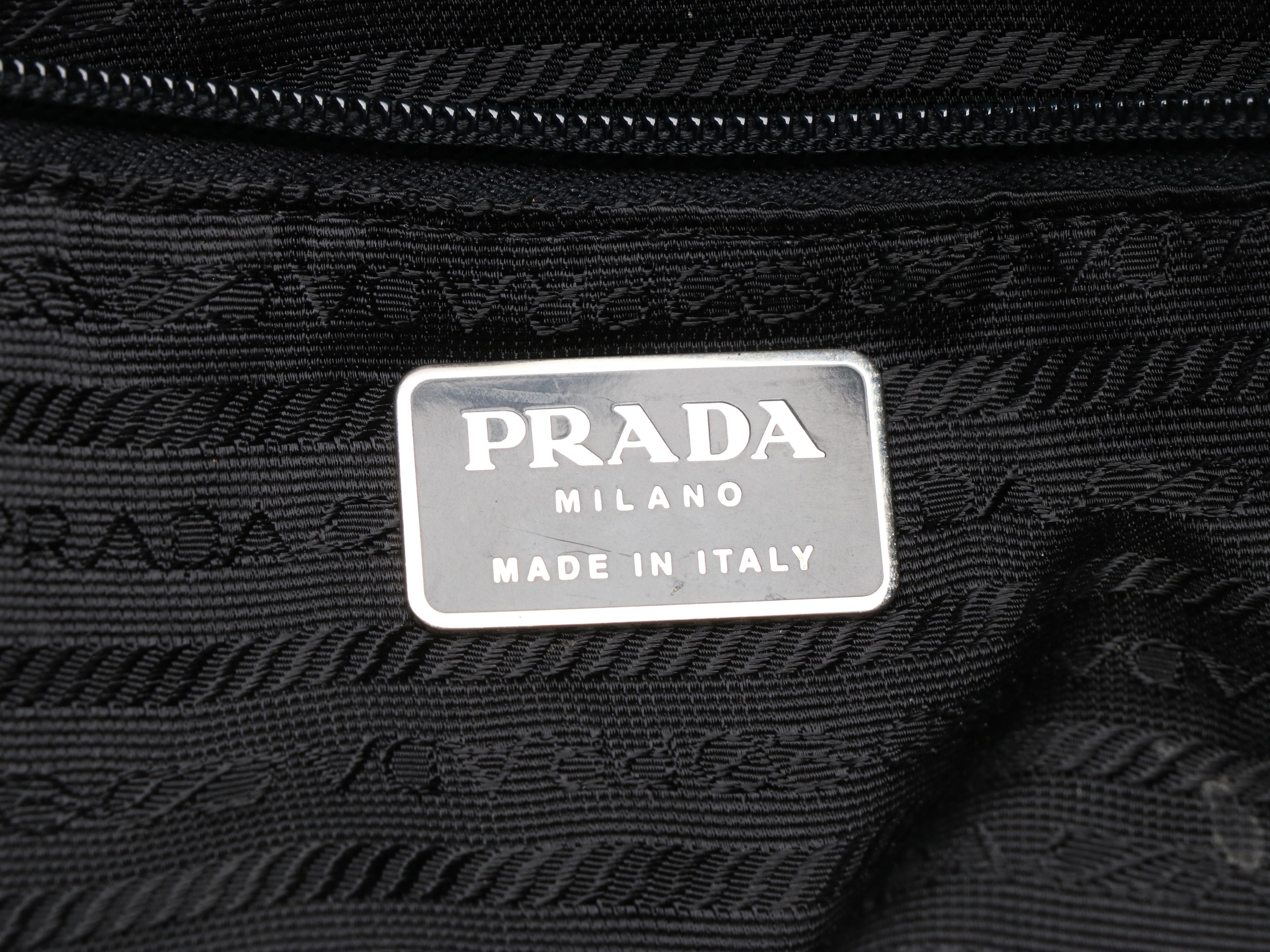 Prada Black Nylon and Leather Buckle Bag