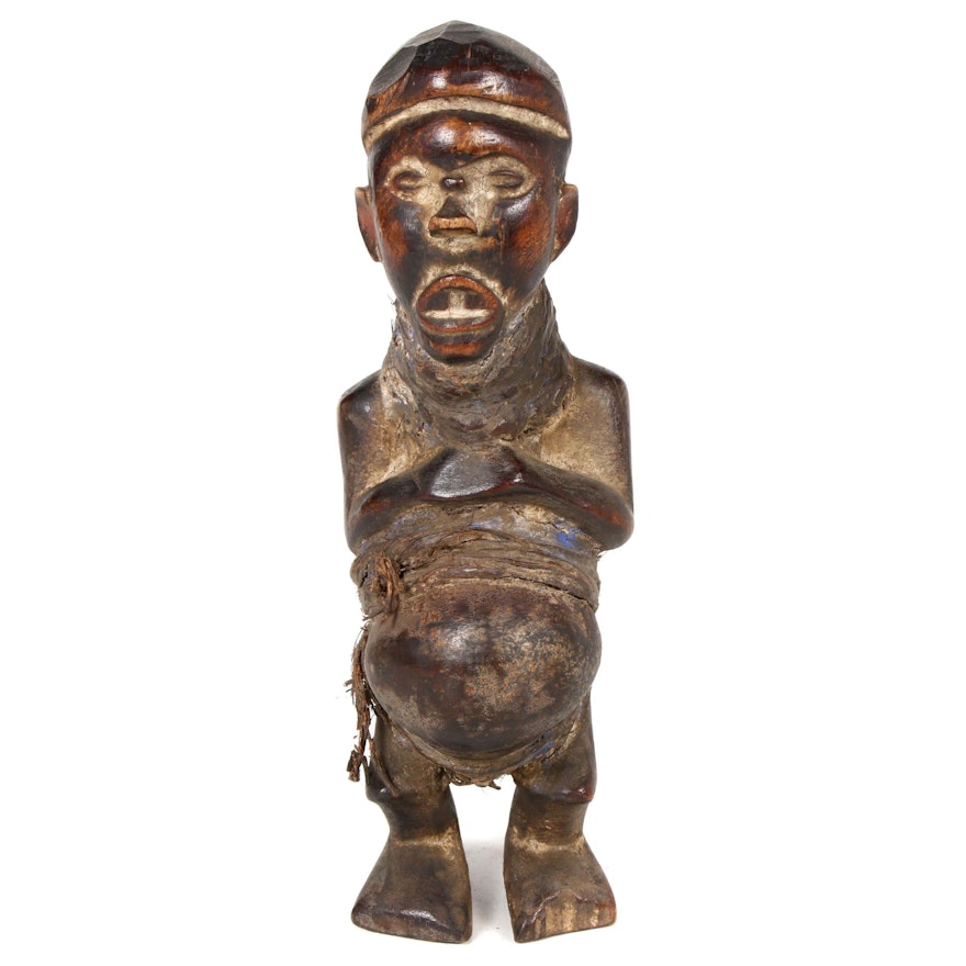 Yombe Style Carved Wooden Figure, Central Africa