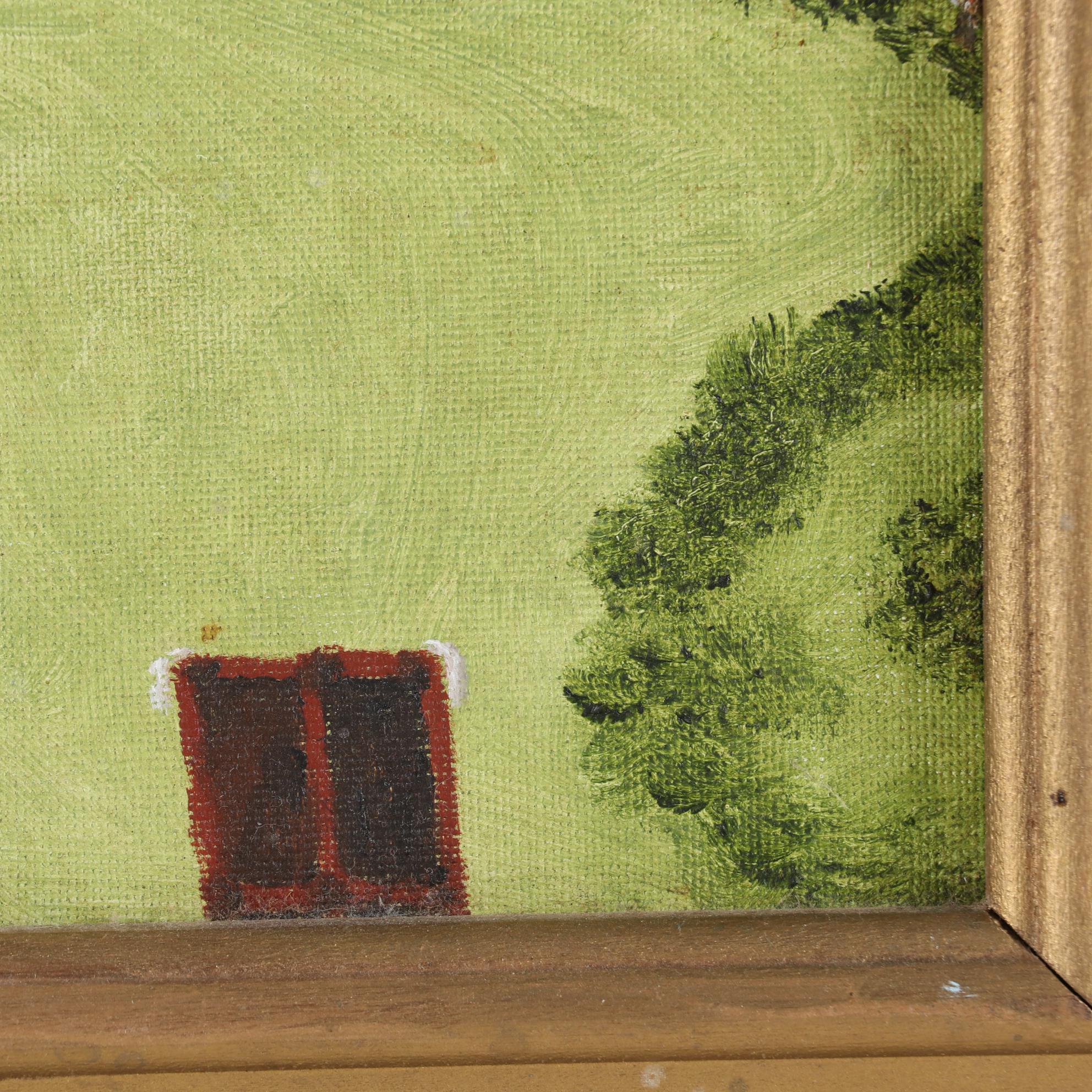 John Graves Folk Art Oil Painting of a Mill, 1995