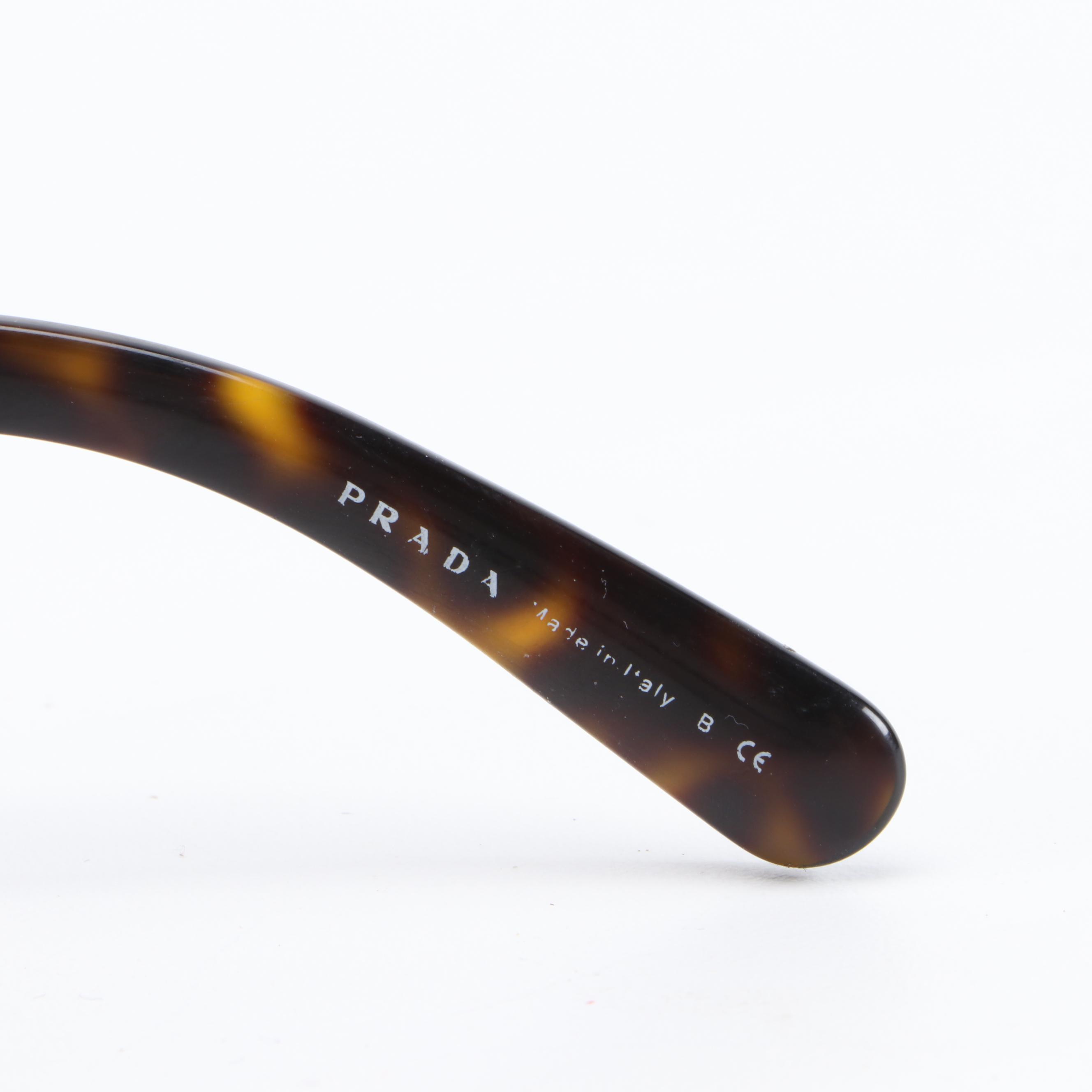 Prada Minimal Baroque Prescription Sunglasses in Dark Tortoise with Case