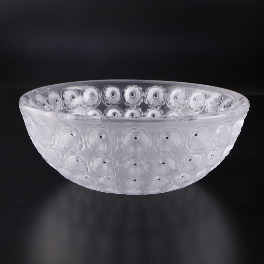 Lalique "Nemours" Frosted and Clear Crystal Bowl