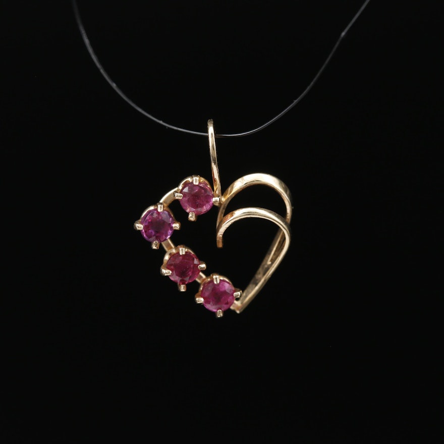 14K Ruby Heart Pendant