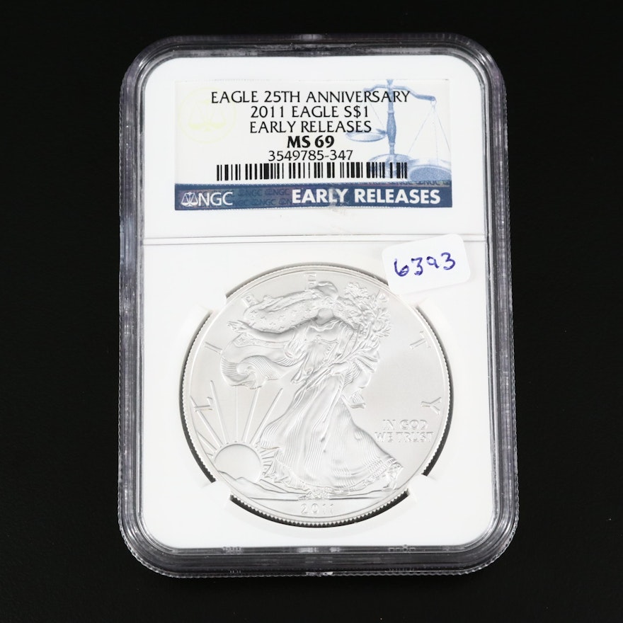 NGC Graded MS69 2011 American Silver Eagle Bullion Coin