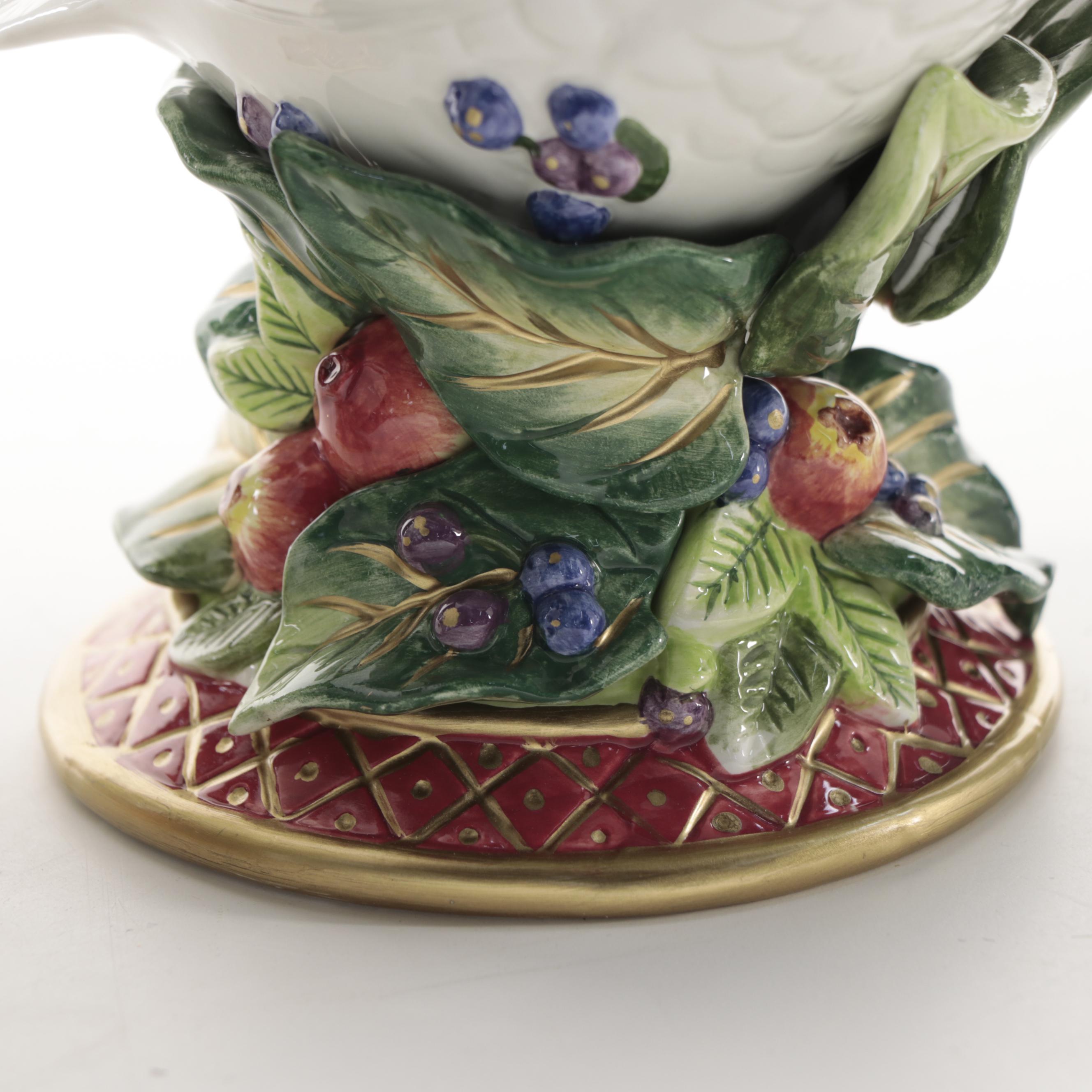 Fitz and Floyd "Holiday Swan" Ceramic Candlesticks