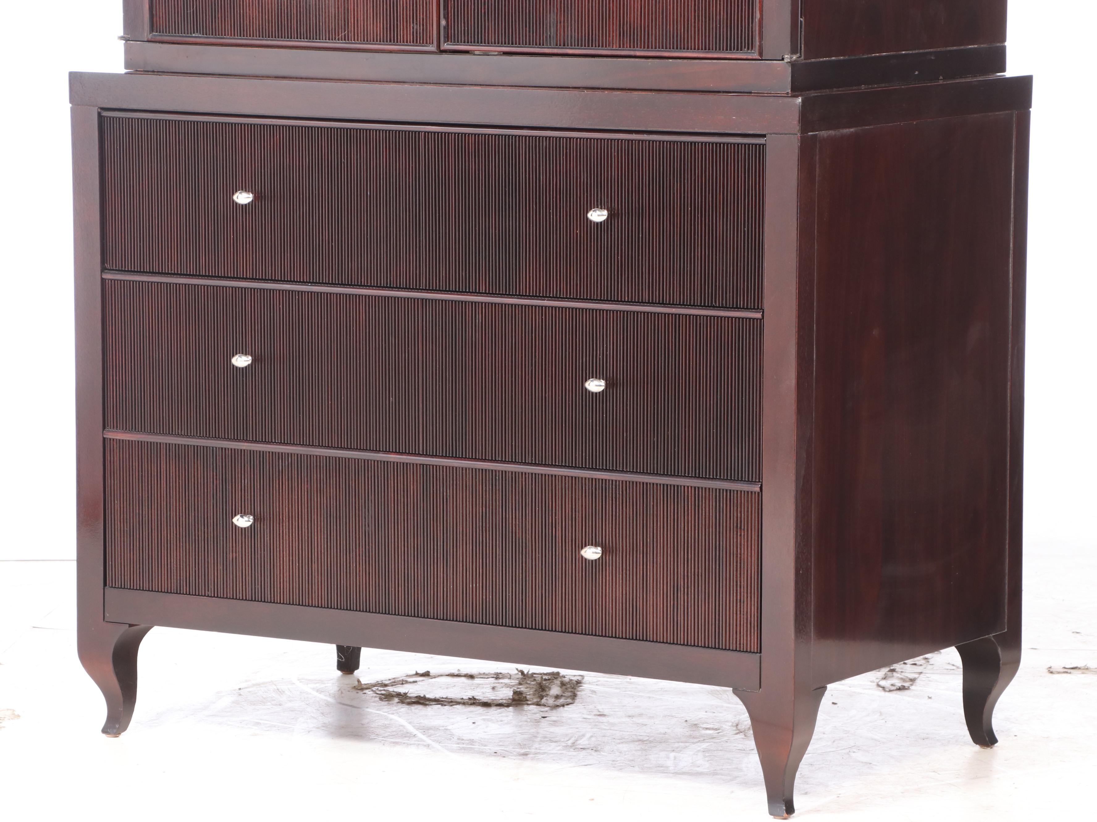 Barbara Barry for Baker Furniture Espresso Finish Two-Piece Media Cabinet