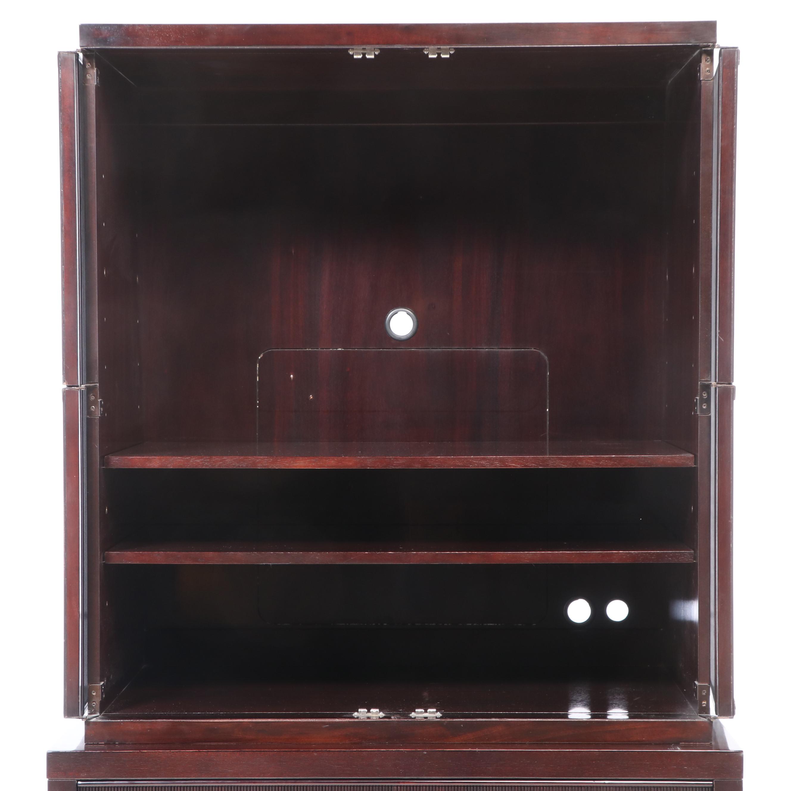 Barbara Barry for Baker Furniture Espresso Finish Two-Piece Media Cabinet