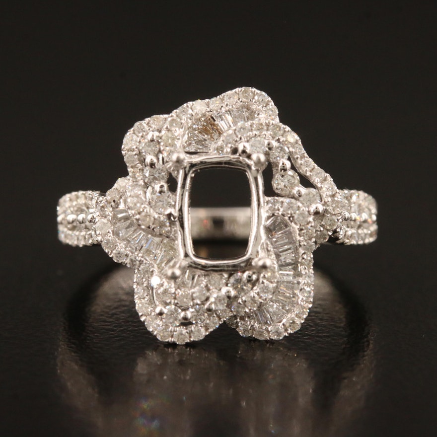 14K 0.95 CTW Diamond Semi-Mount Ring