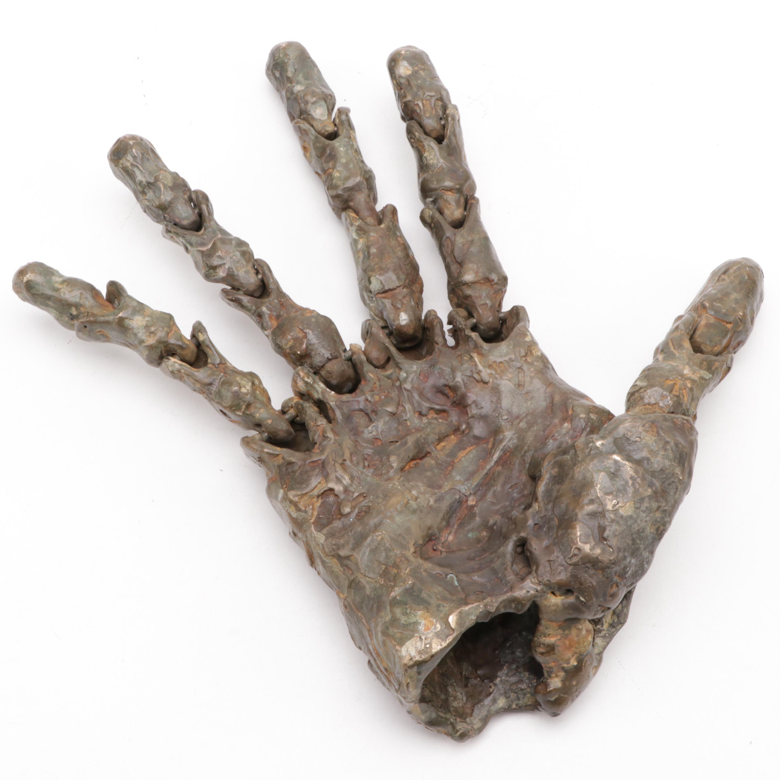 Brutalist Bronze Articulating Hand Sculpture
