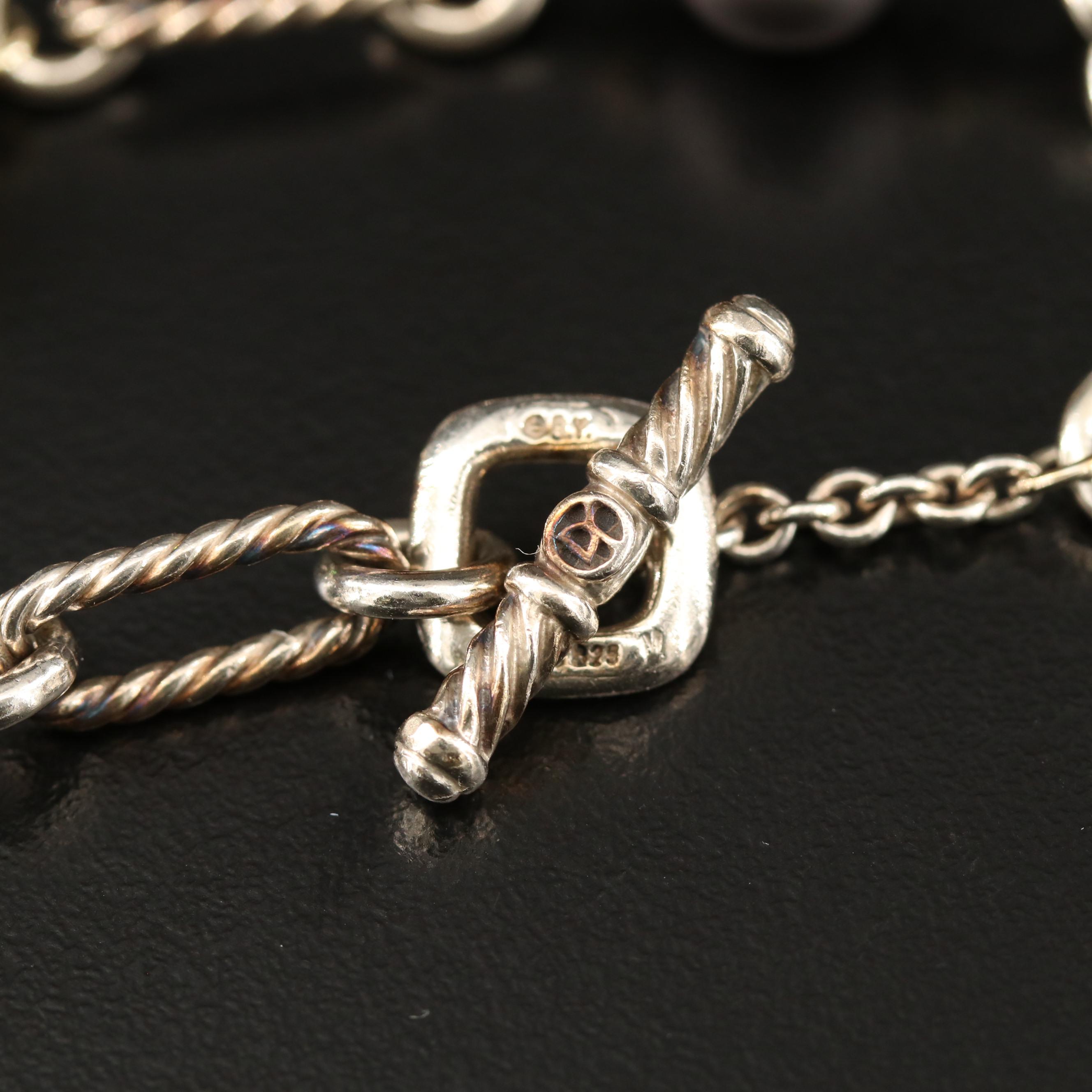 David Yurman Sterling Citrine and Pearl Bracelet with 18K Accents and Pouch