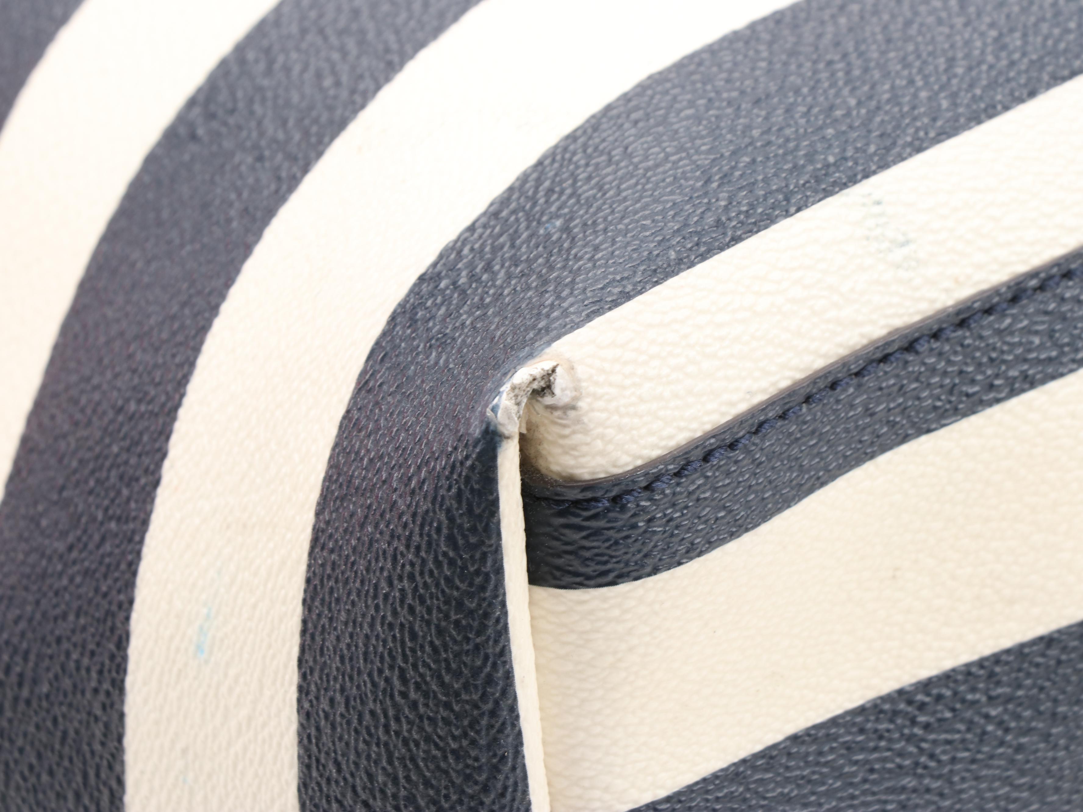 Tory Burch Kerrington Navy and White Striped Tote with Gift Bag