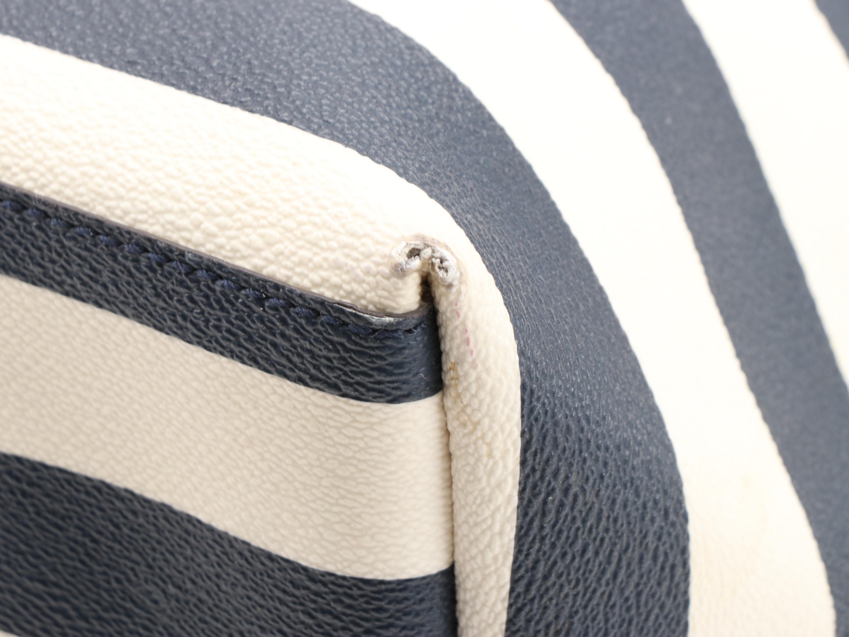Tory Burch Kerrington Navy and White Striped Tote with Gift Bag