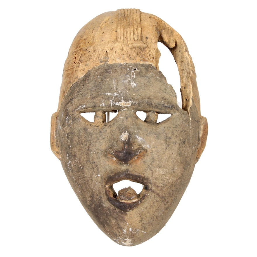 Kongo Style Hand-Carved Wooden Mask, Central Africa