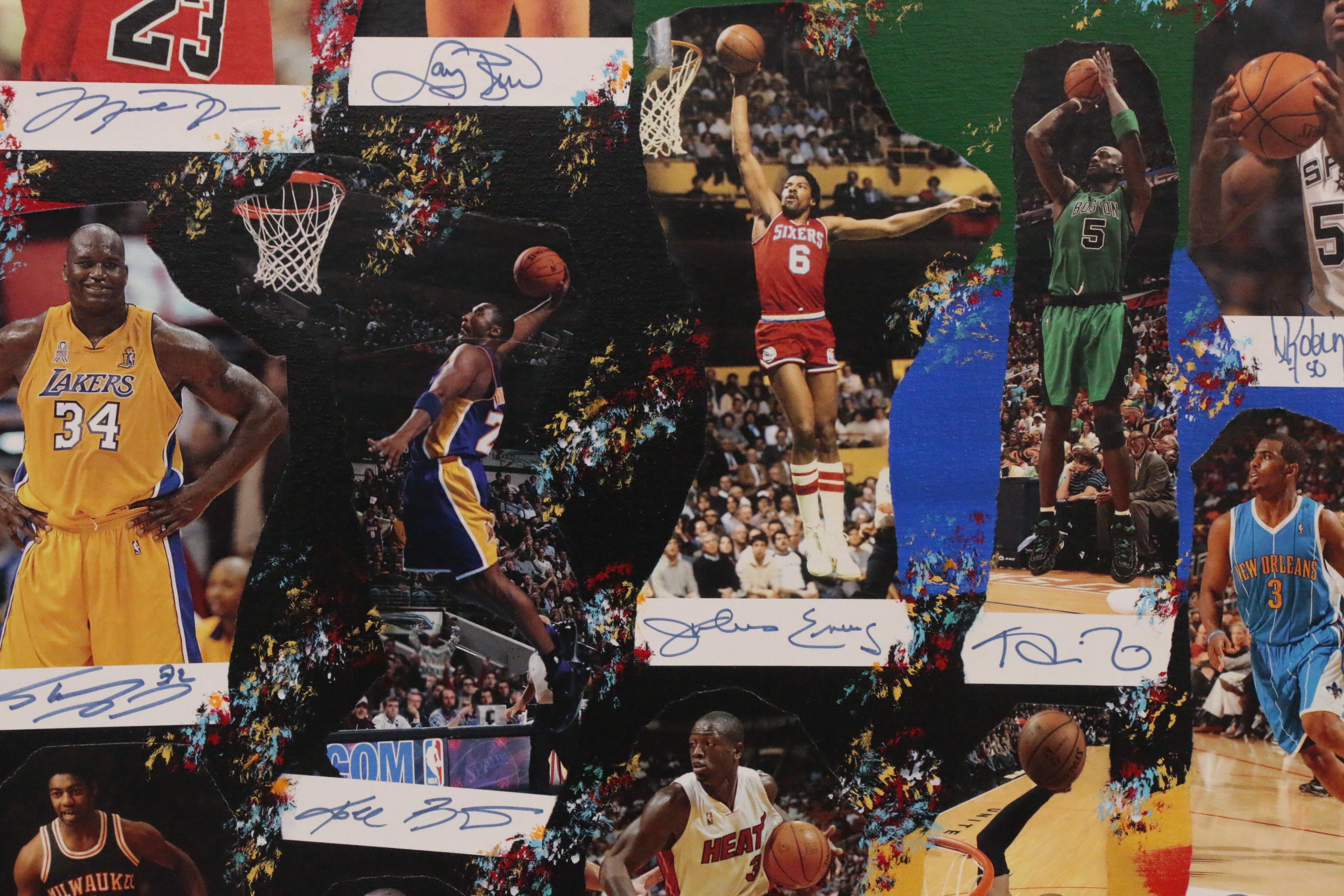 2010 "NBA Legends" Mixed Media Art, Autos of Jordan, Bryant, James, Bird, More