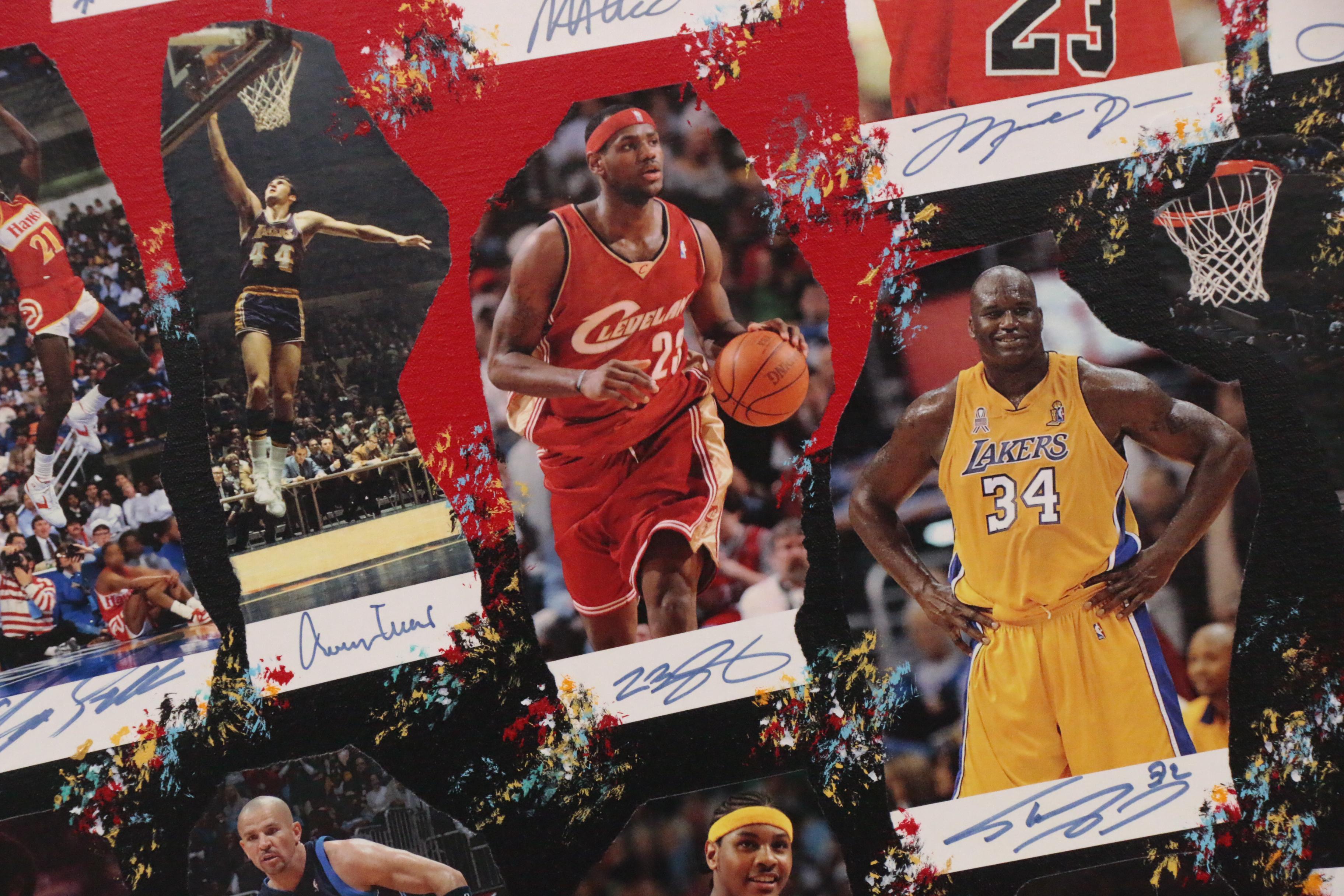 2010 "NBA Legends" Mixed Media Art, Autos of Jordan, Bryant, James, Bird, More