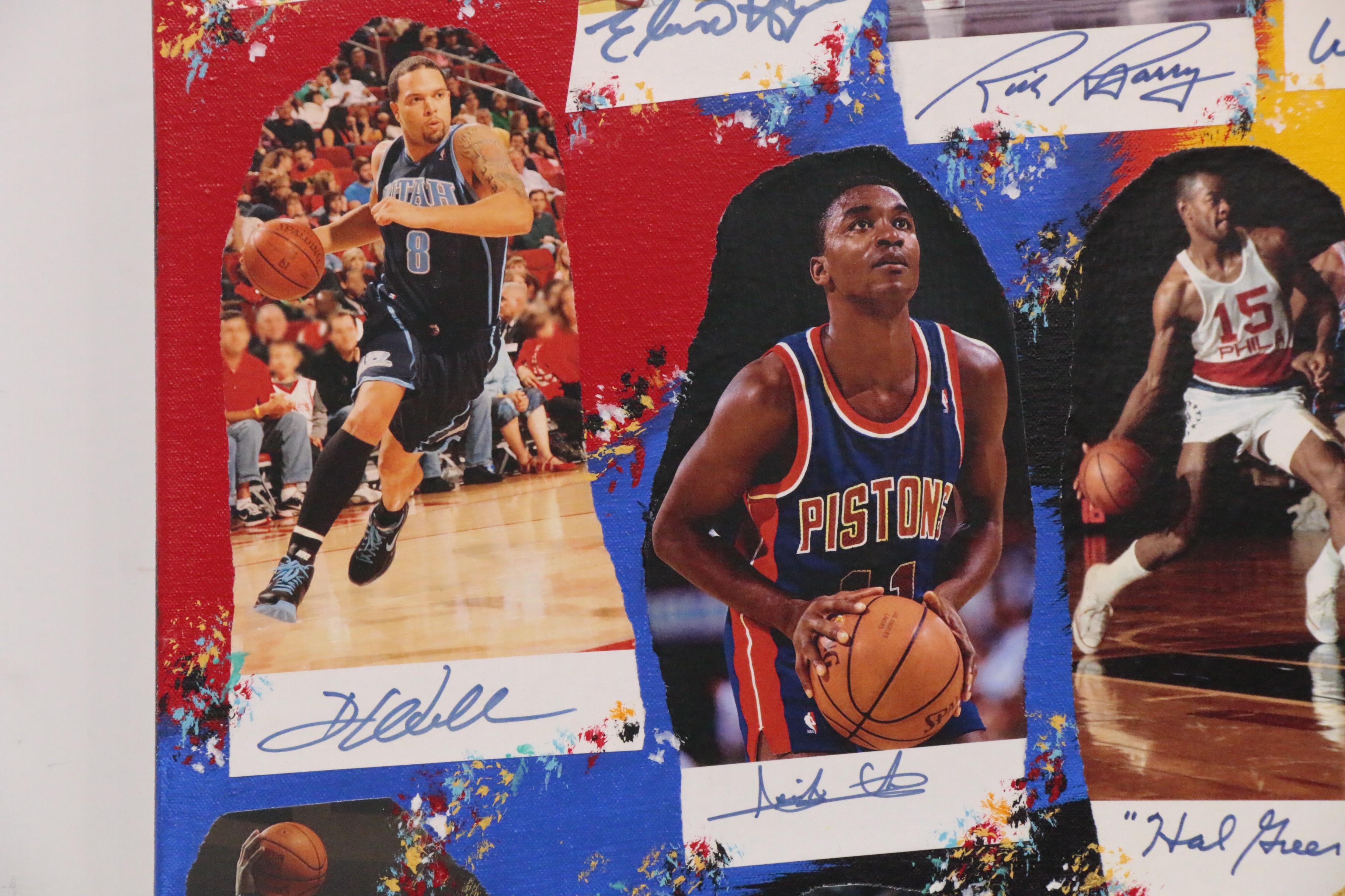 2010 "NBA Legends" Mixed Media Art, Autos of Jordan, Bryant, James, Bird, More