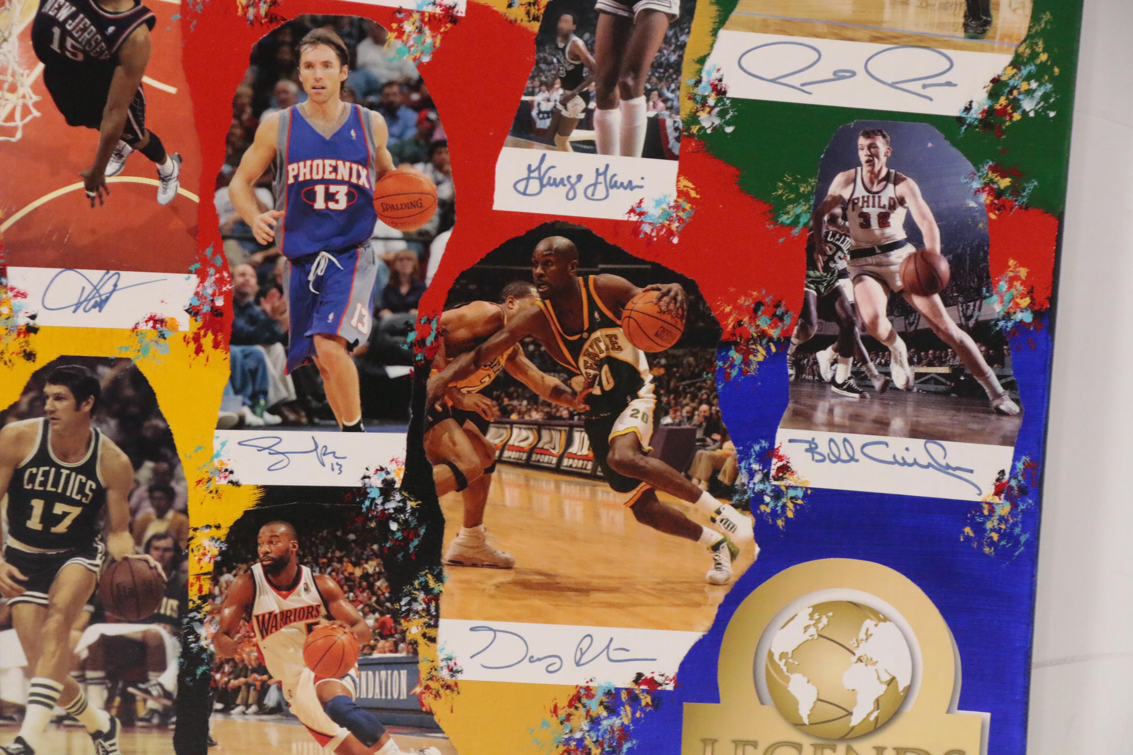 2010 "NBA Legends" Mixed Media Art, Autos of Jordan, Bryant, James, Bird, More
