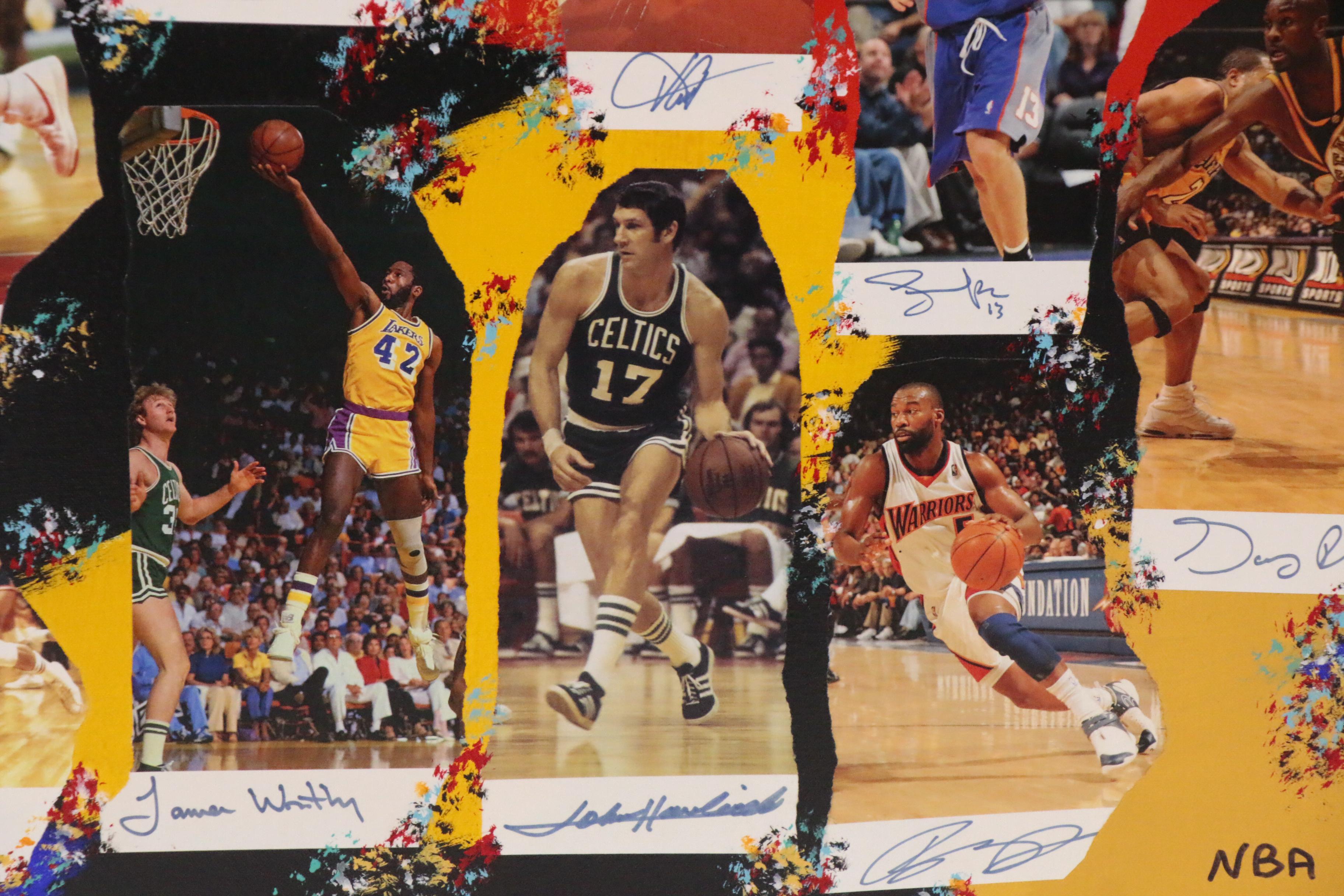 2010 "NBA Legends" Mixed Media Art, Autos of Jordan, Bryant, James, Bird, More