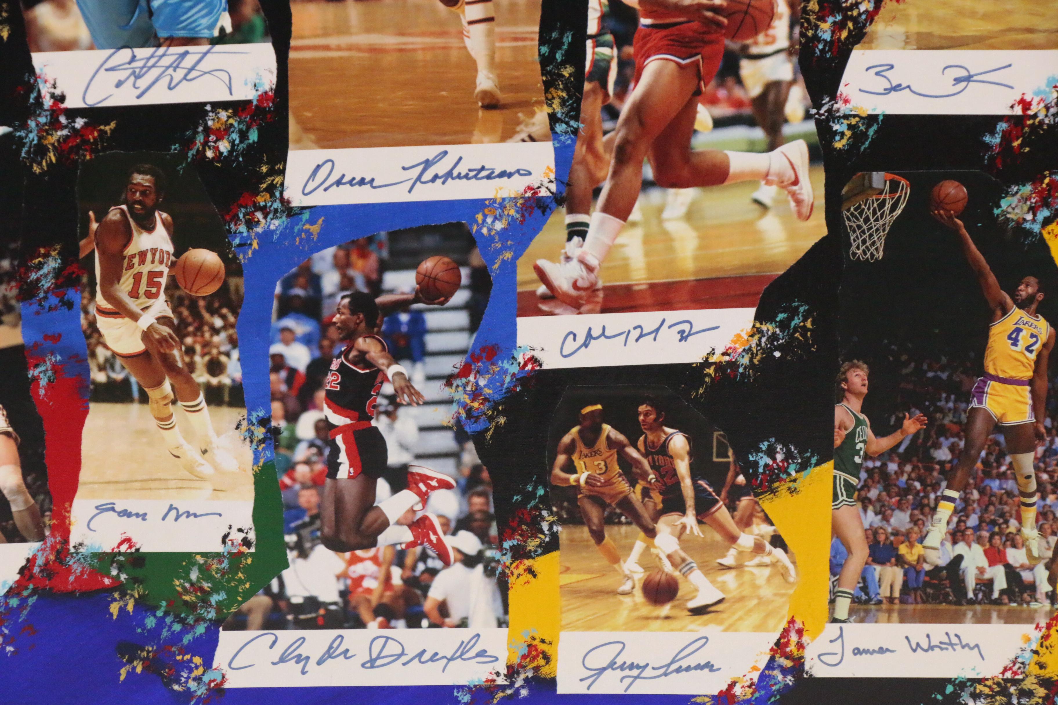 2010 "NBA Legends" Mixed Media Art, Autos of Jordan, Bryant, James, Bird, More