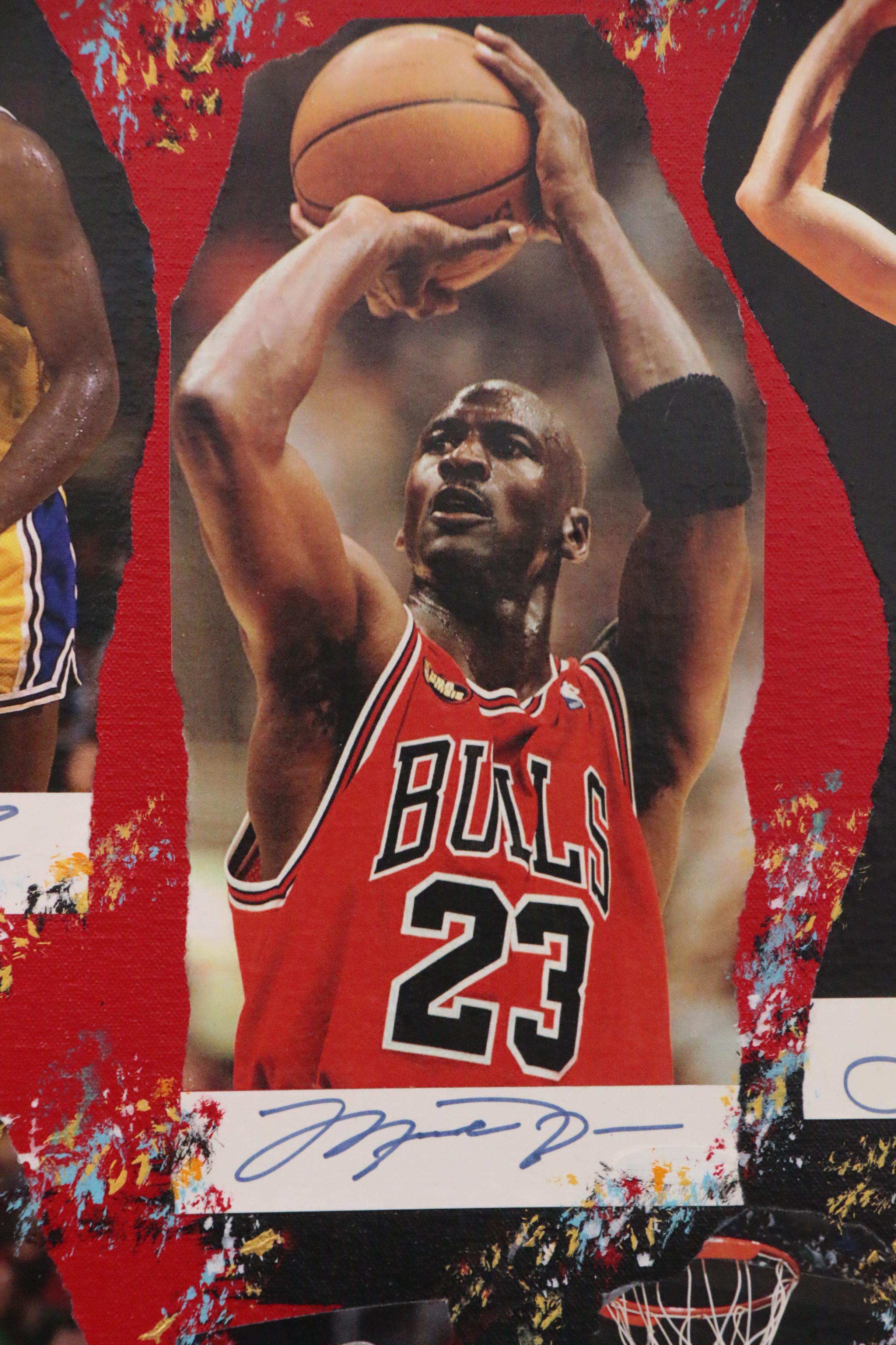 2010 "NBA Legends" Mixed Media Art, Autos of Jordan, Bryant, James, Bird, More