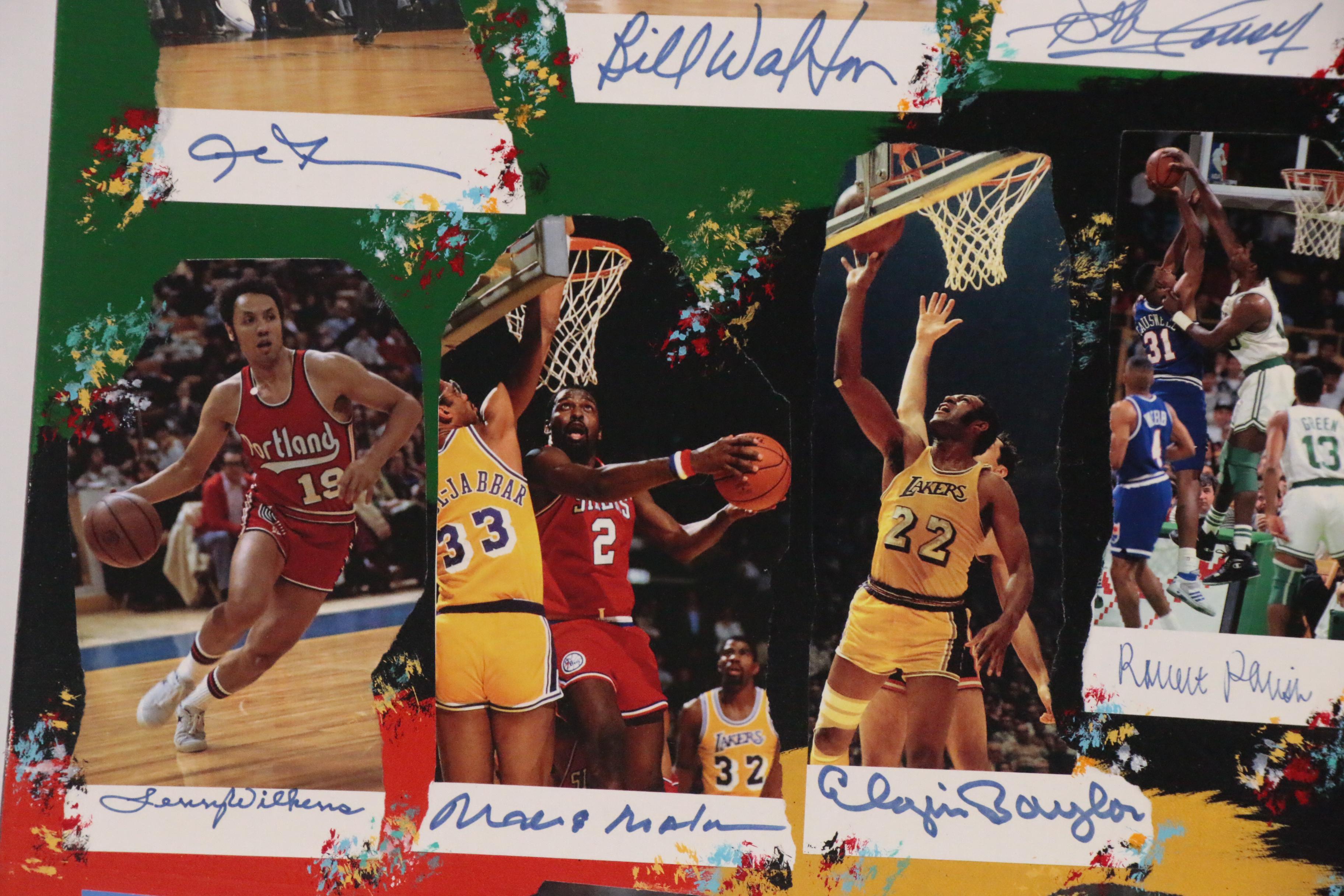 2010 "NBA Legends" Mixed Media Art, Autos of Jordan, Bryant, James, Bird, More