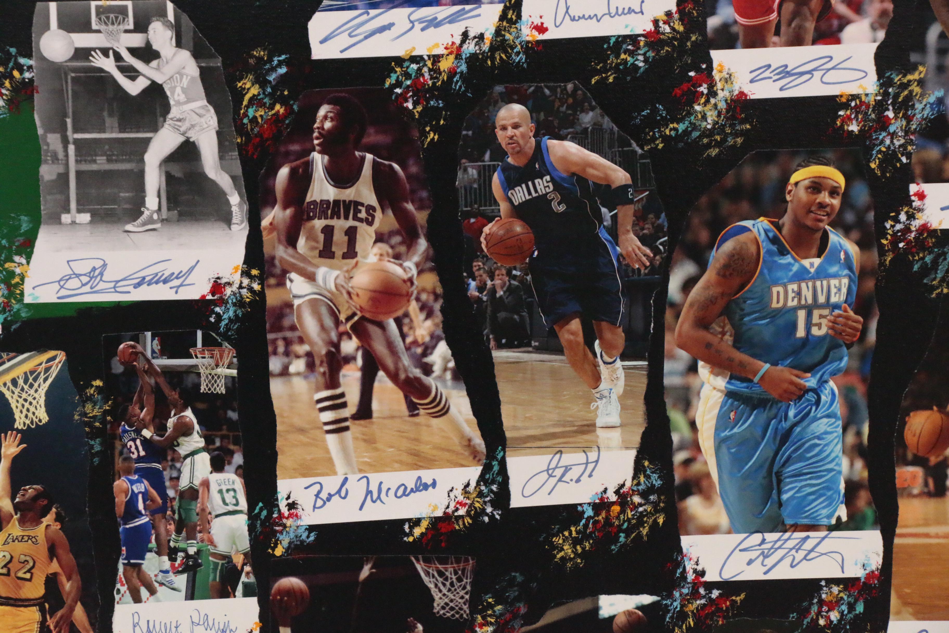 2010 "NBA Legends" Mixed Media Art, Autos of Jordan, Bryant, James, Bird, More