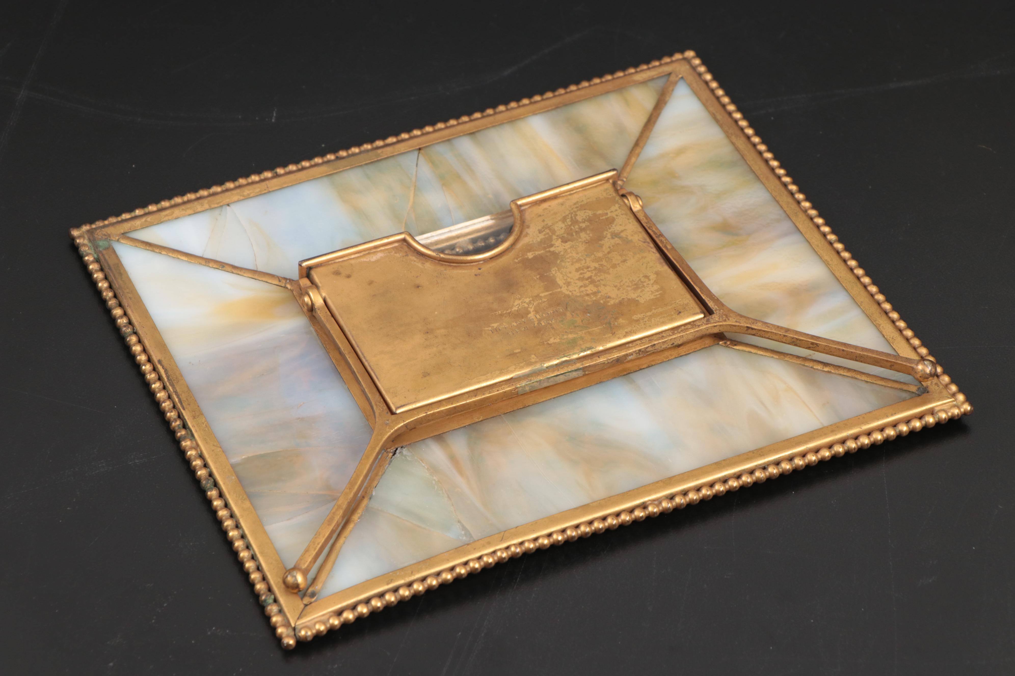 Tiffany Studios Bronze and Glass "Pine Needle" Calendar Frame
