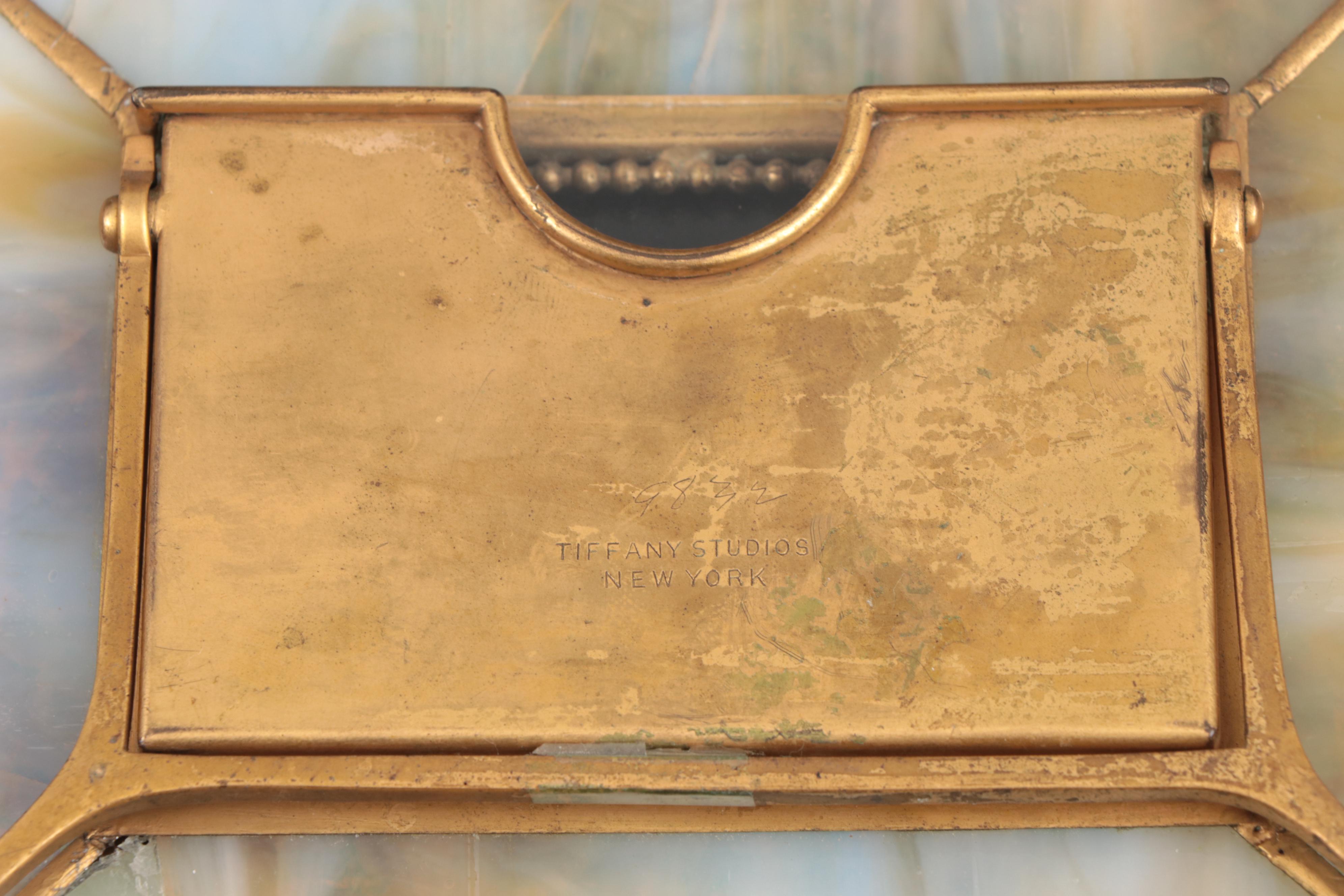 Tiffany Studios Bronze and Glass "Pine Needle" Calendar Frame