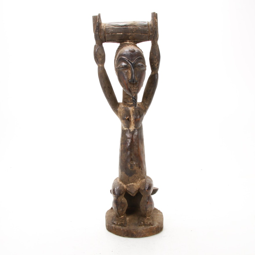 Baule Inspired Carved Wooden Figure, West Africa
