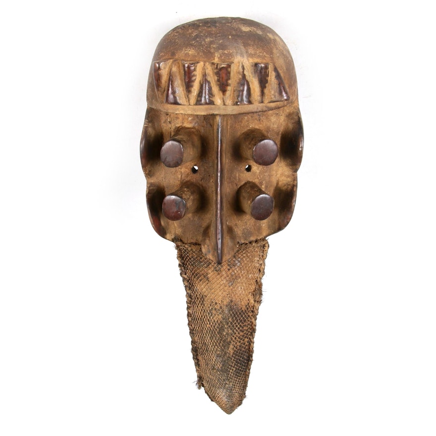 Grebo-Style Hand-Carved Wood Mask, West Africa, Mid to Late 20th C.