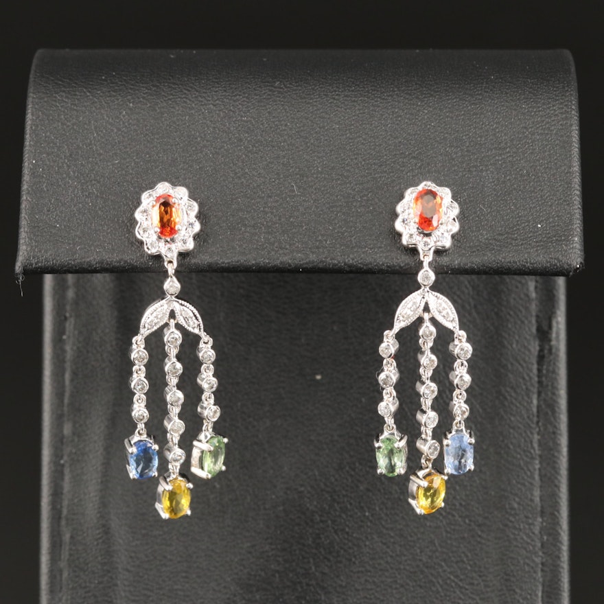 14K Sapphire and Diamond Fringe Earrings