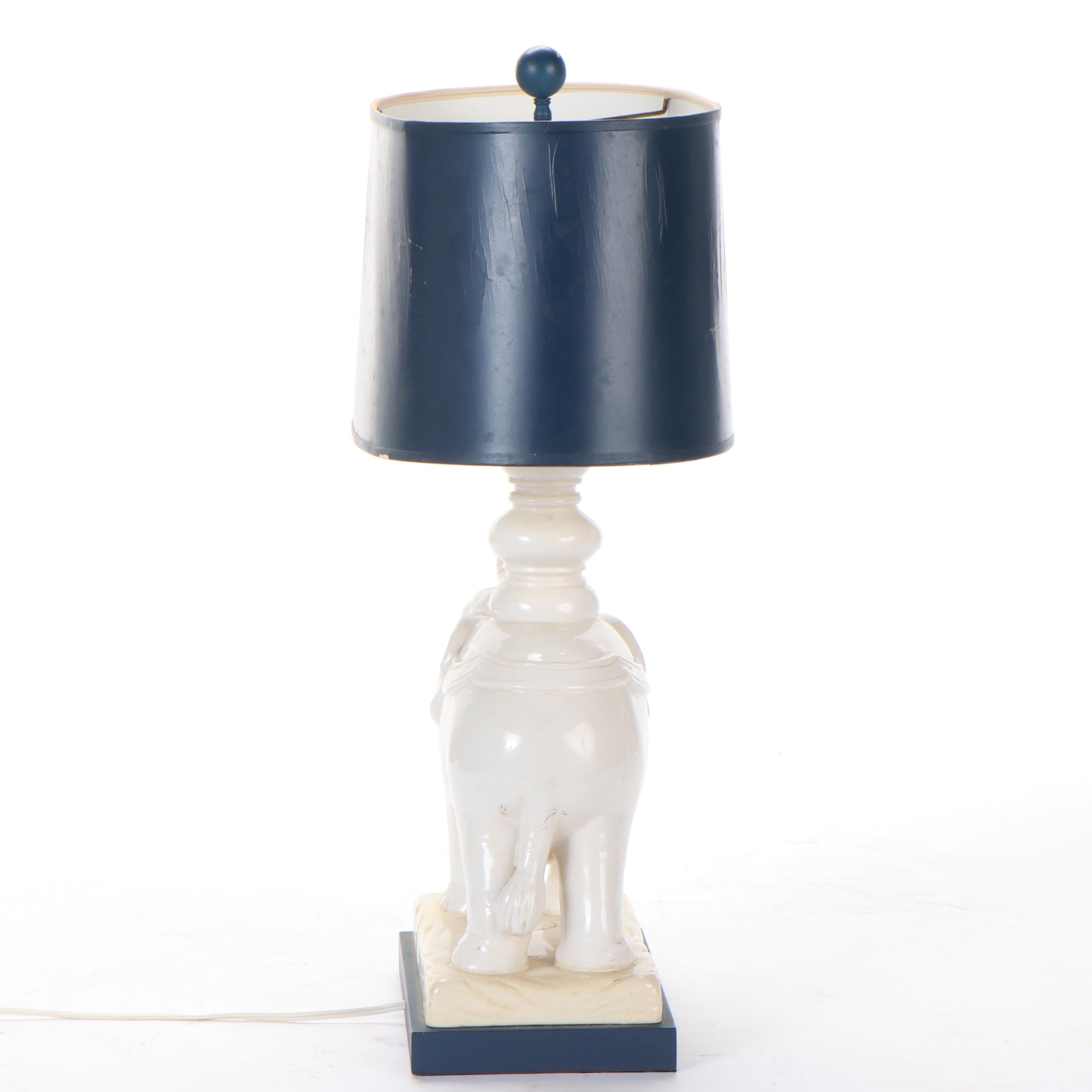 Ceramic Elephant Table Lamp, Mid to Late 20th Century