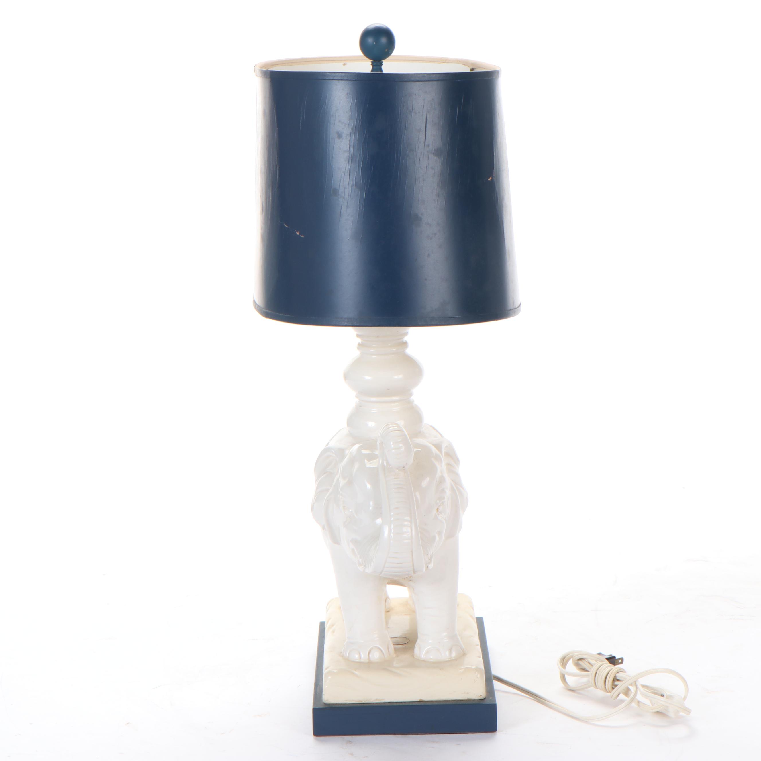 Ceramic Elephant Table Lamp, Mid to Late 20th Century