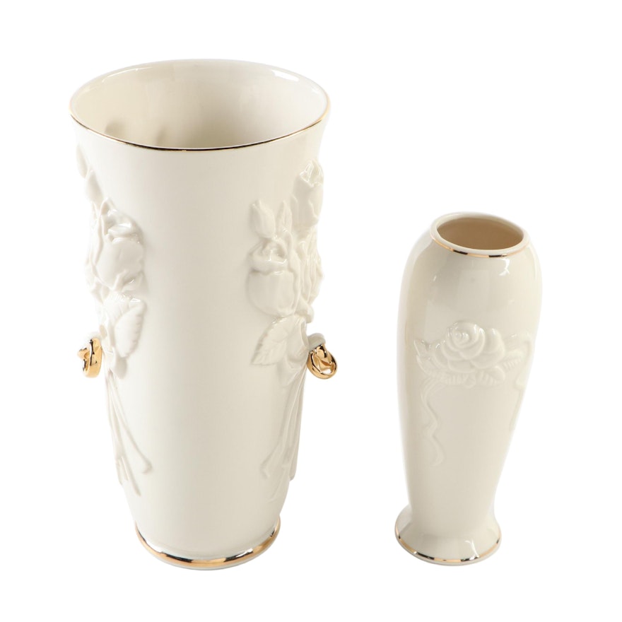 Lenox Rosebud Collection Bud Vase and "Rings and Roses" Vase