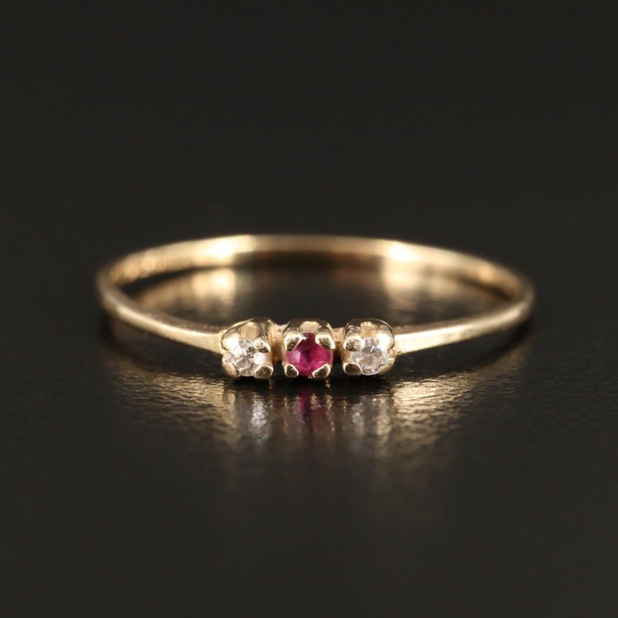 14K Ruby and Diamond Three Stone Ring