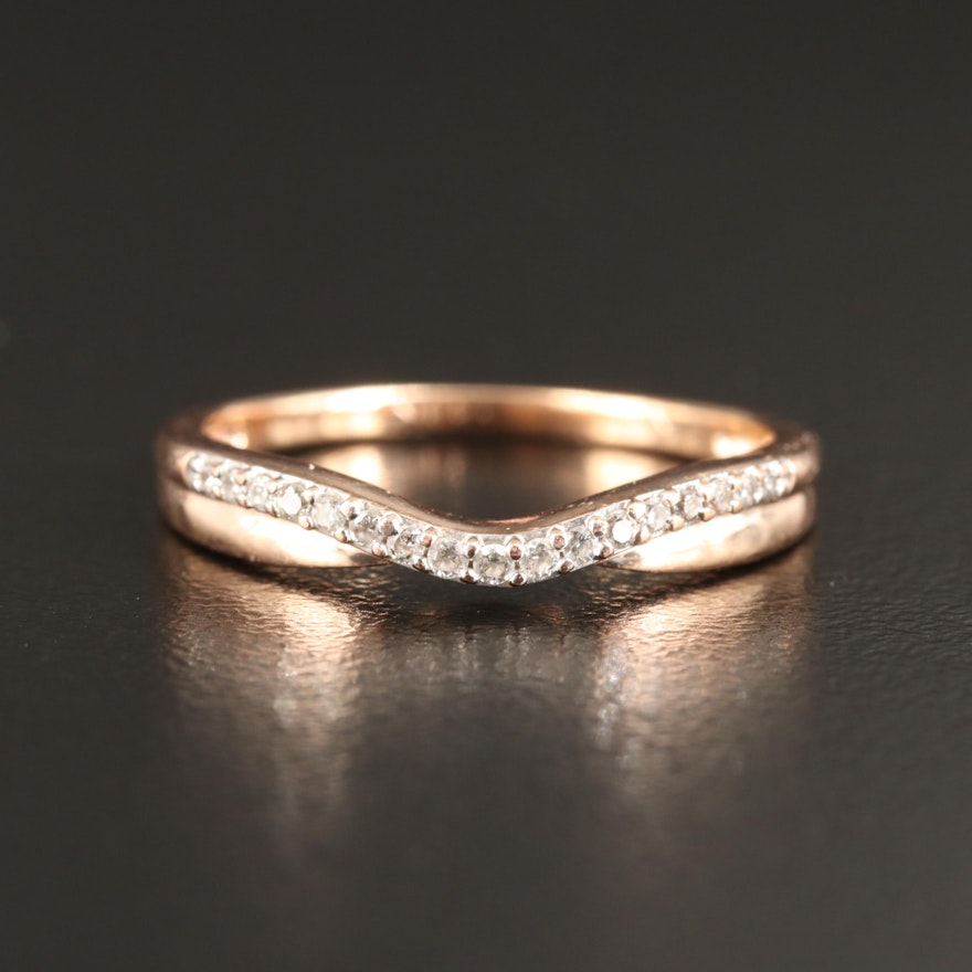 14K Rose Gold Diamond Contour Band