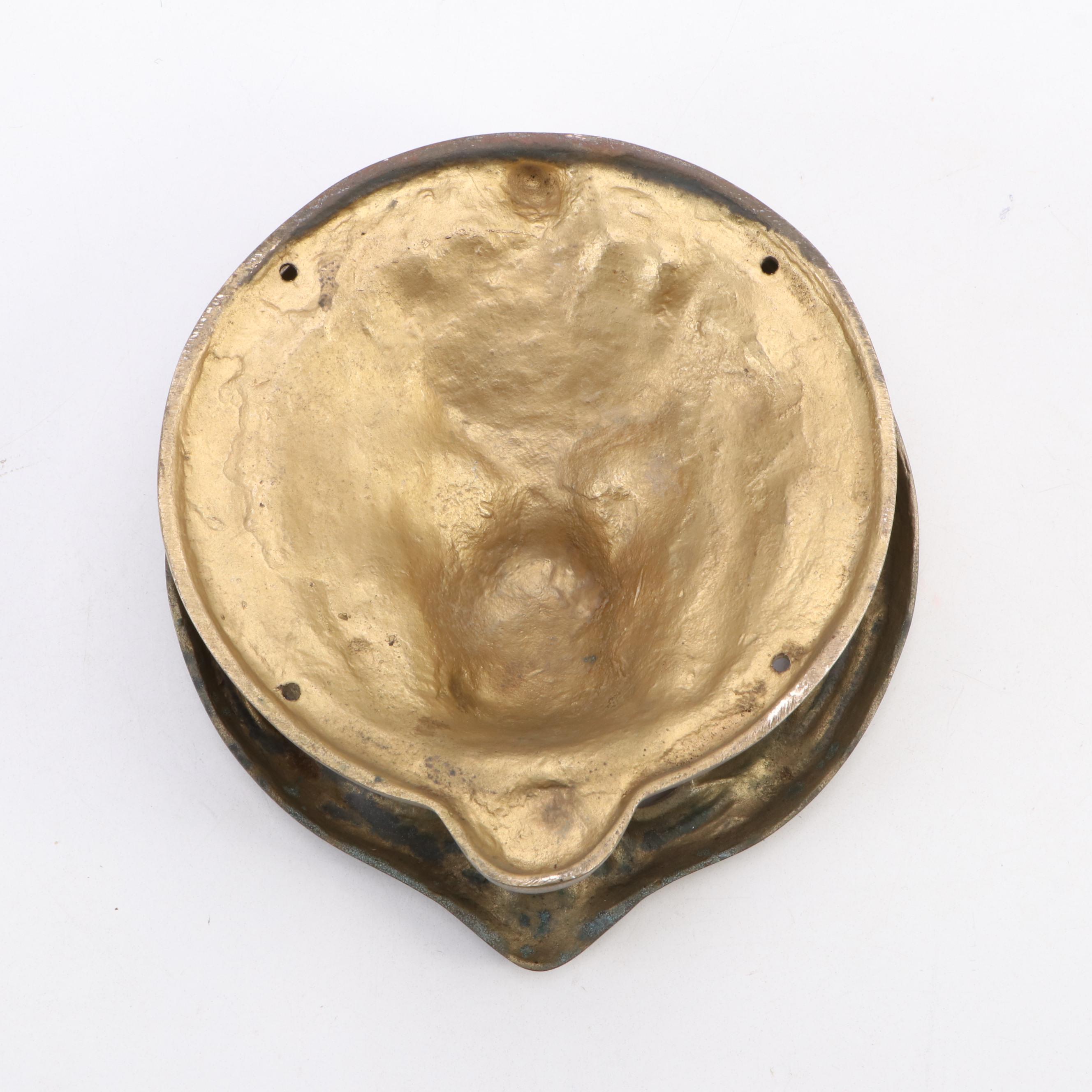 Patinated Cast Brass Lion Face Door Knocker