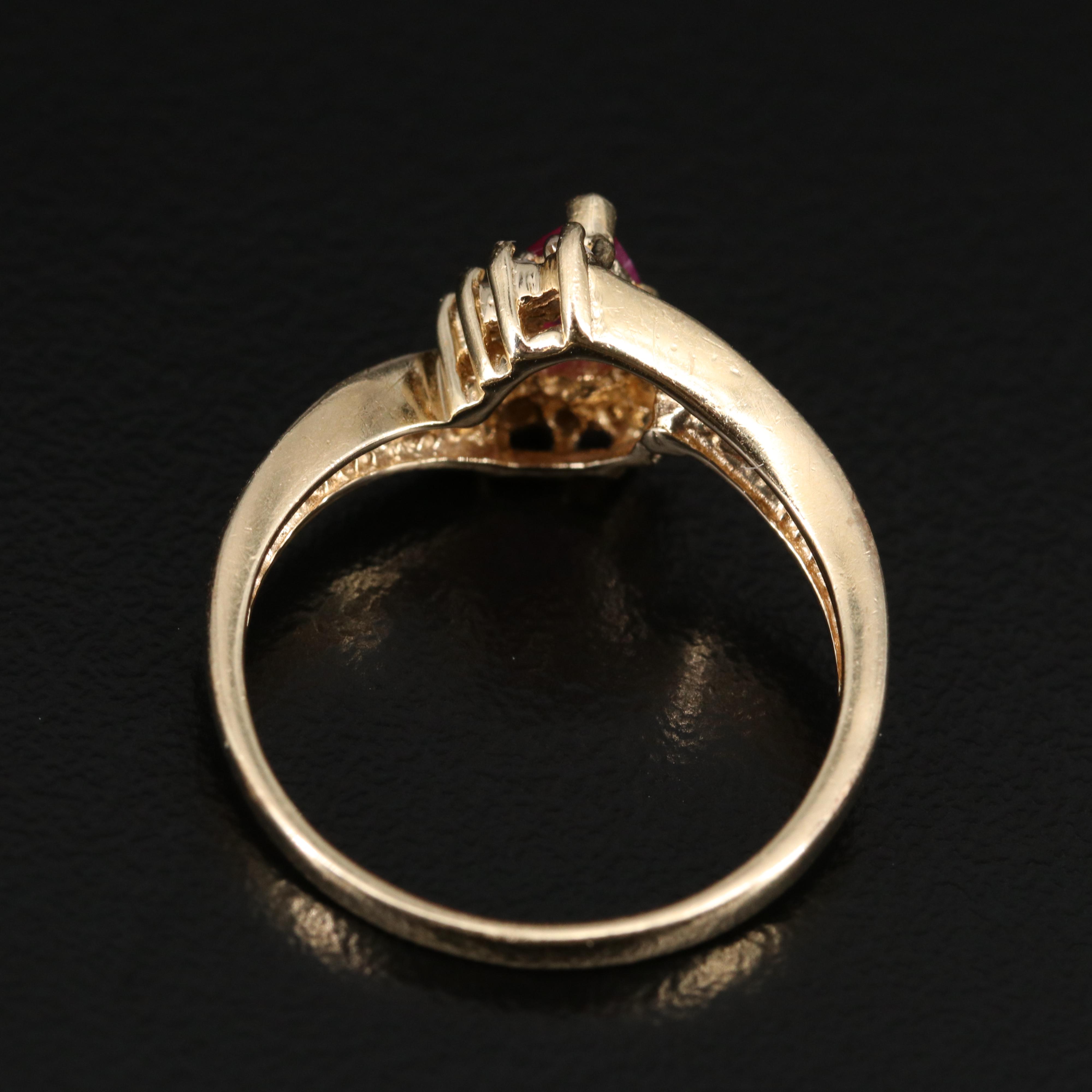14K Ruby and Diamond Teardrop Ring