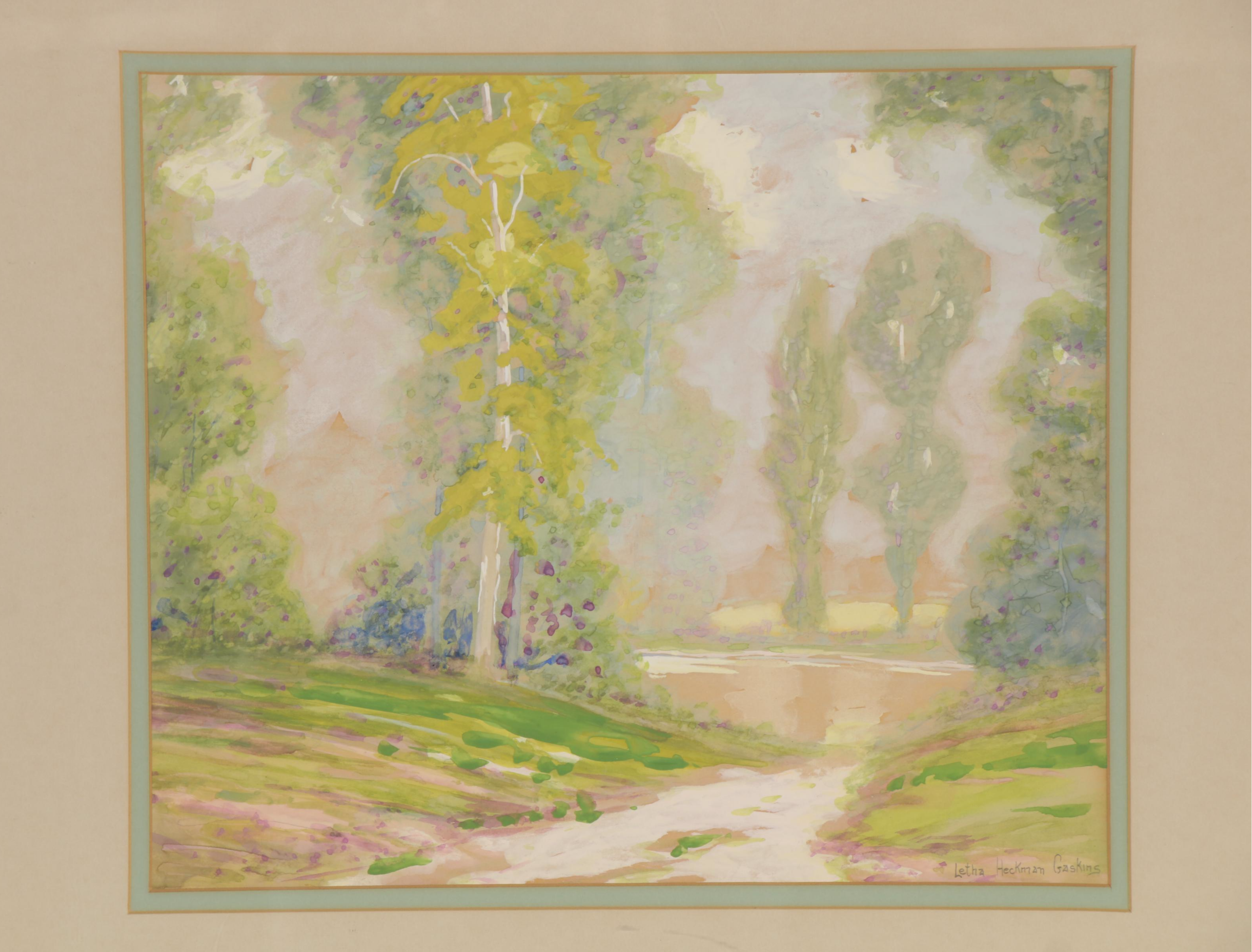 Letha Gaskins Impressionist Style Watercolor Landscape Painting