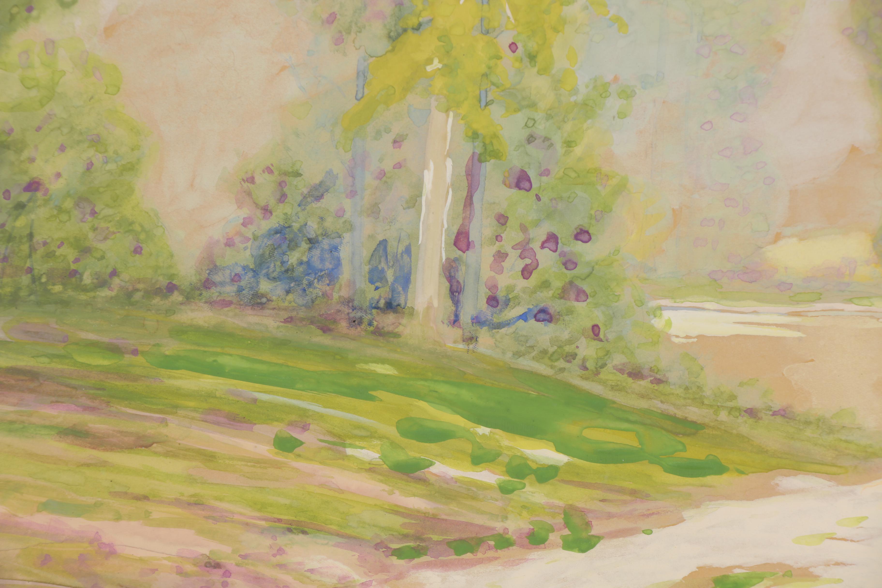 Letha Gaskins Impressionist Style Watercolor Landscape Painting