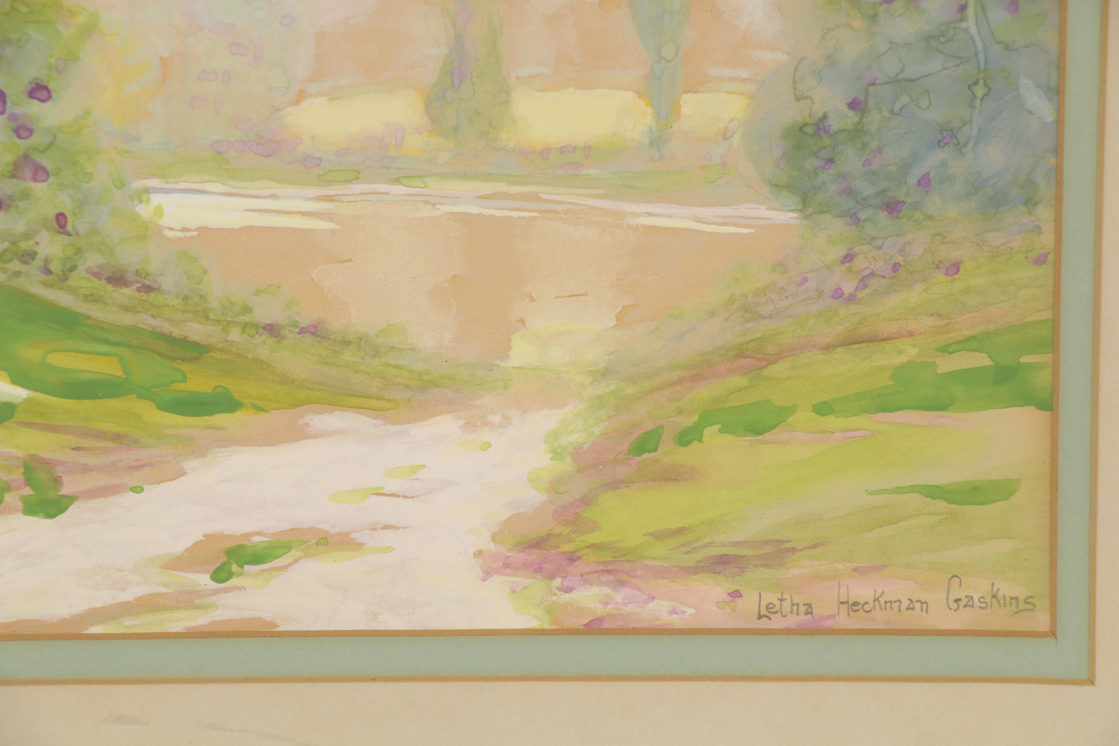 Letha Gaskins Impressionist Style Watercolor Landscape Painting