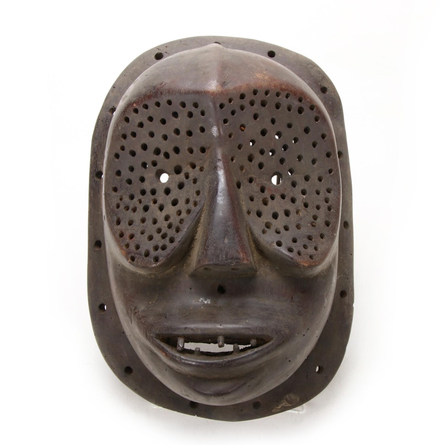 Lulua Style Carved Wood Mask, Central Africa