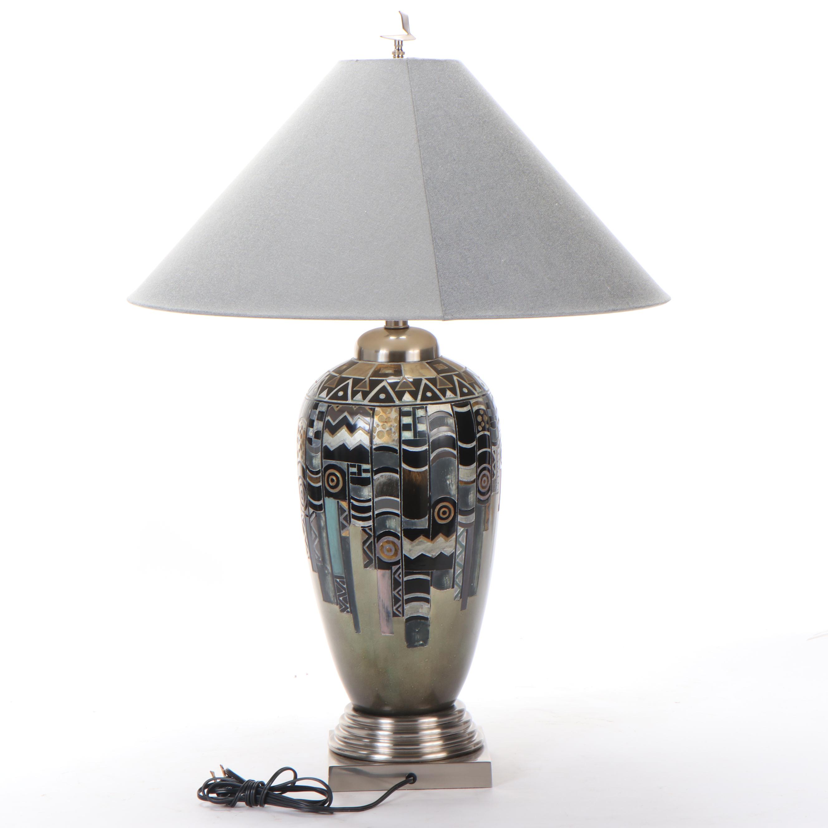Leeazanne Memphis Art Inspired Ceramic Table Lamp