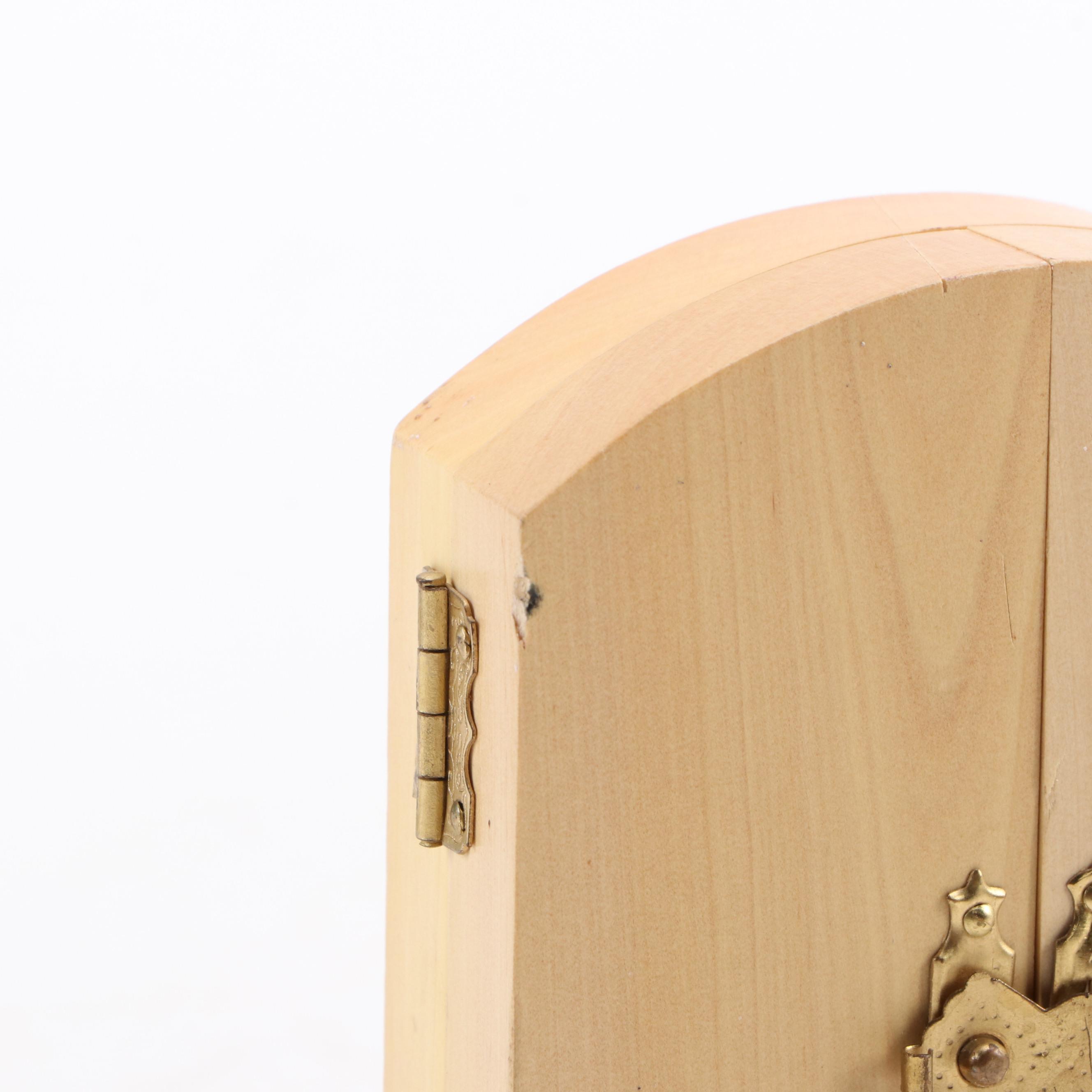 Chinese Buddhist Carved Wood Traveling Altar Triptych