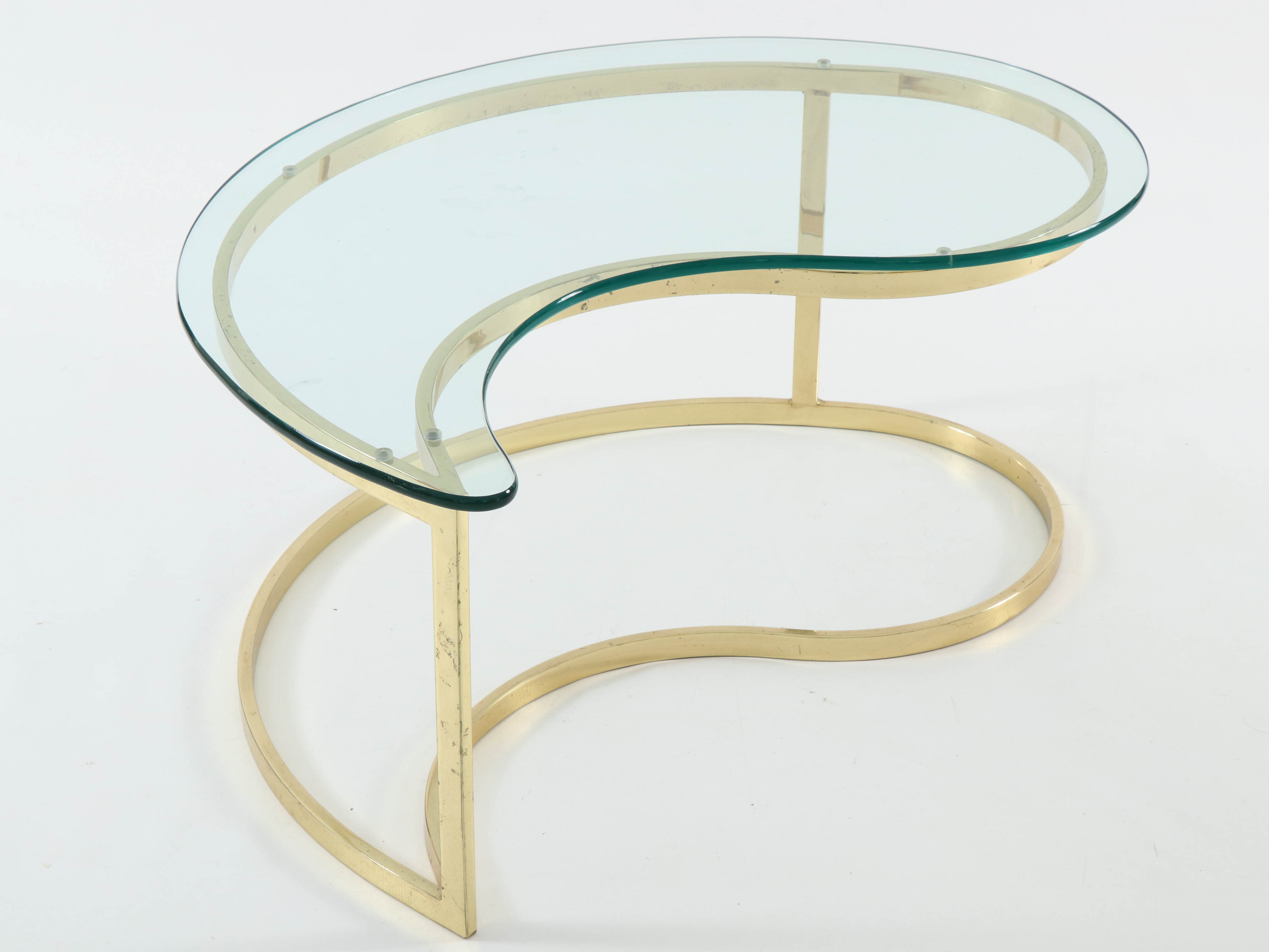 Brass and Glass "Yin Yang" Nesting Coffee Tables, Late 20th Century