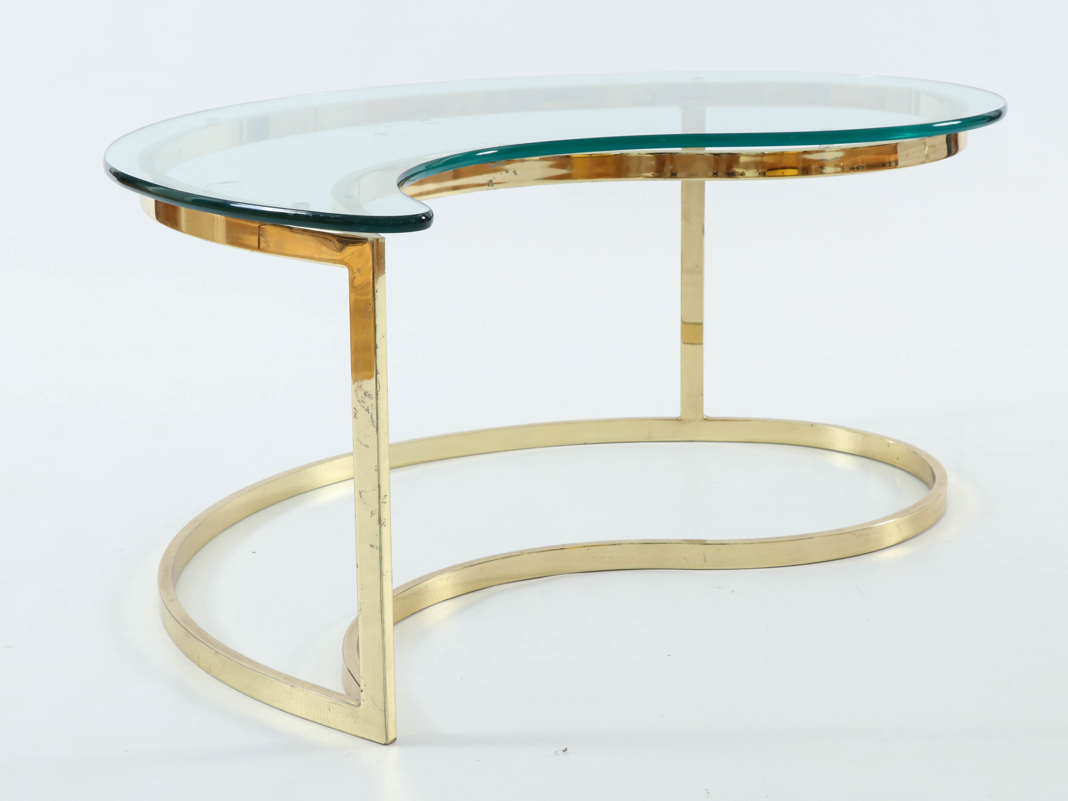 Brass and Glass "Yin Yang" Nesting Coffee Tables, Late 20th Century
