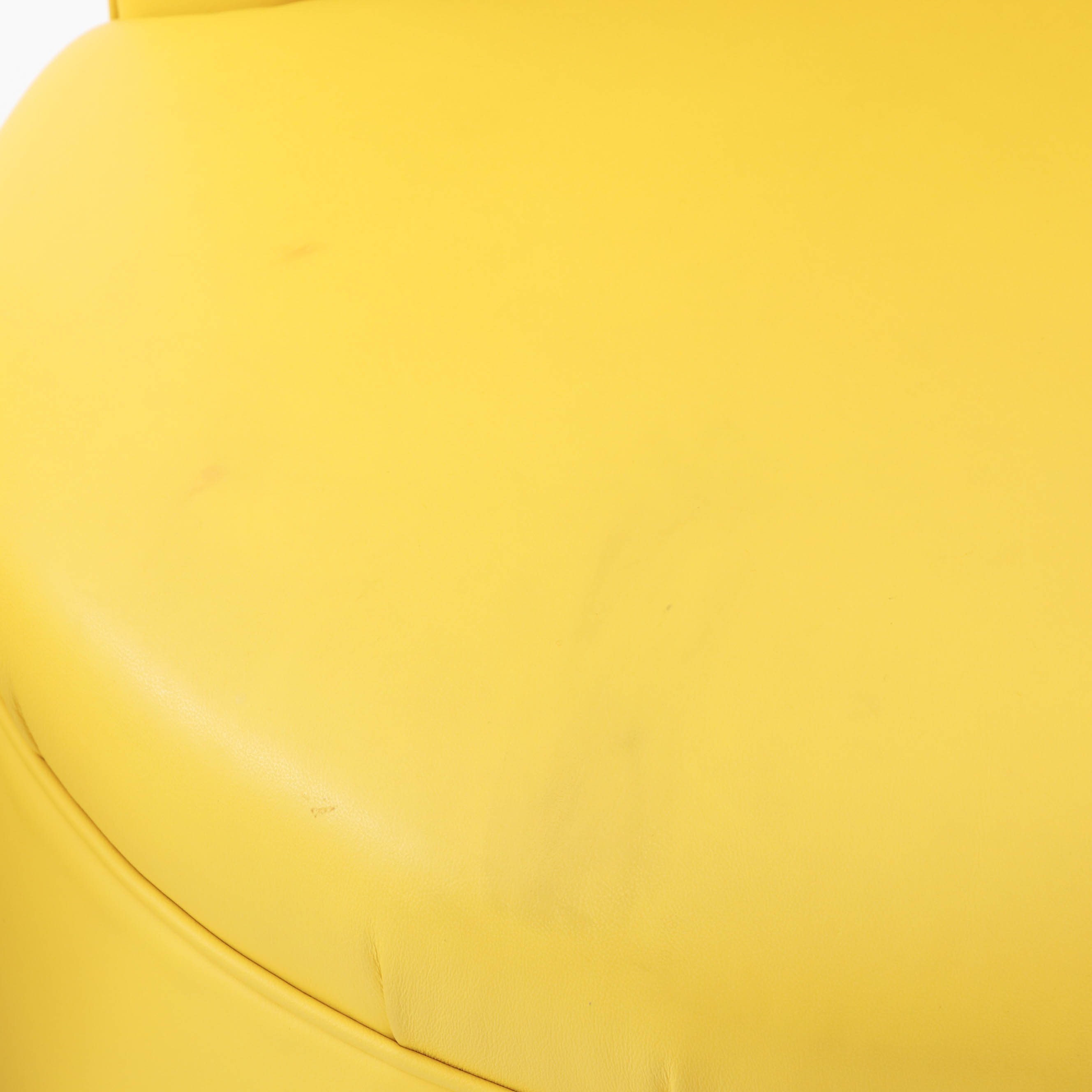 Pair of Modernist Lemon Yellow Leather Asymmetrical Back Swivel Chairs