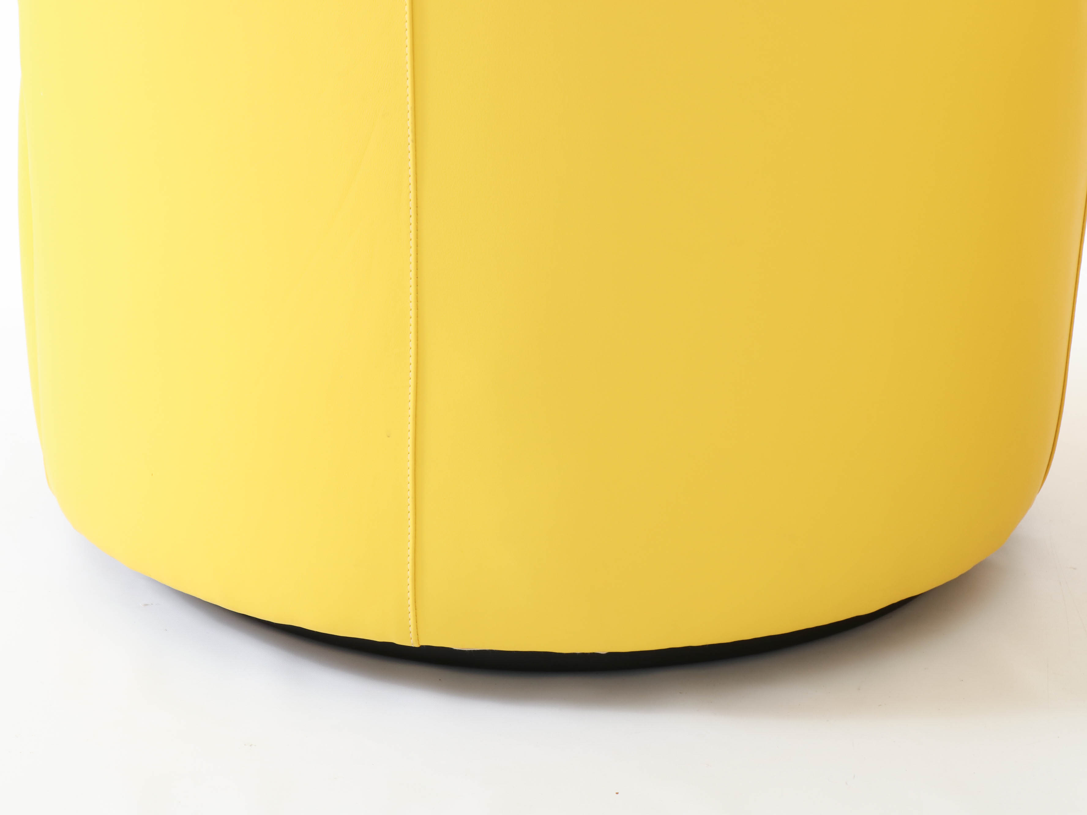 Pair of Modernist Lemon Yellow Leather Asymmetrical Back Swivel Chairs