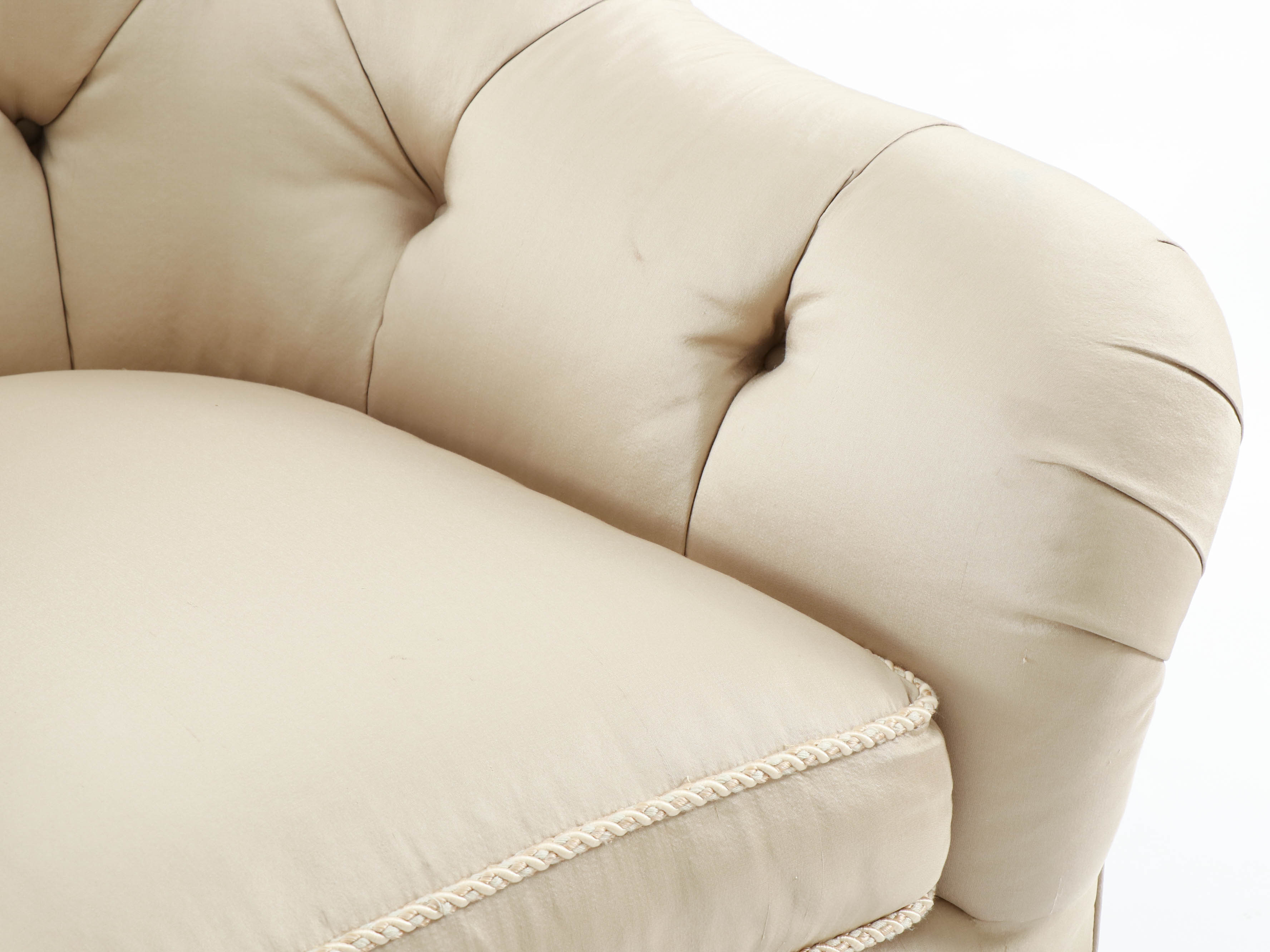 Dapha Silk Upholstered Button-Tufted Armchair with Embroidered Accent Pillow